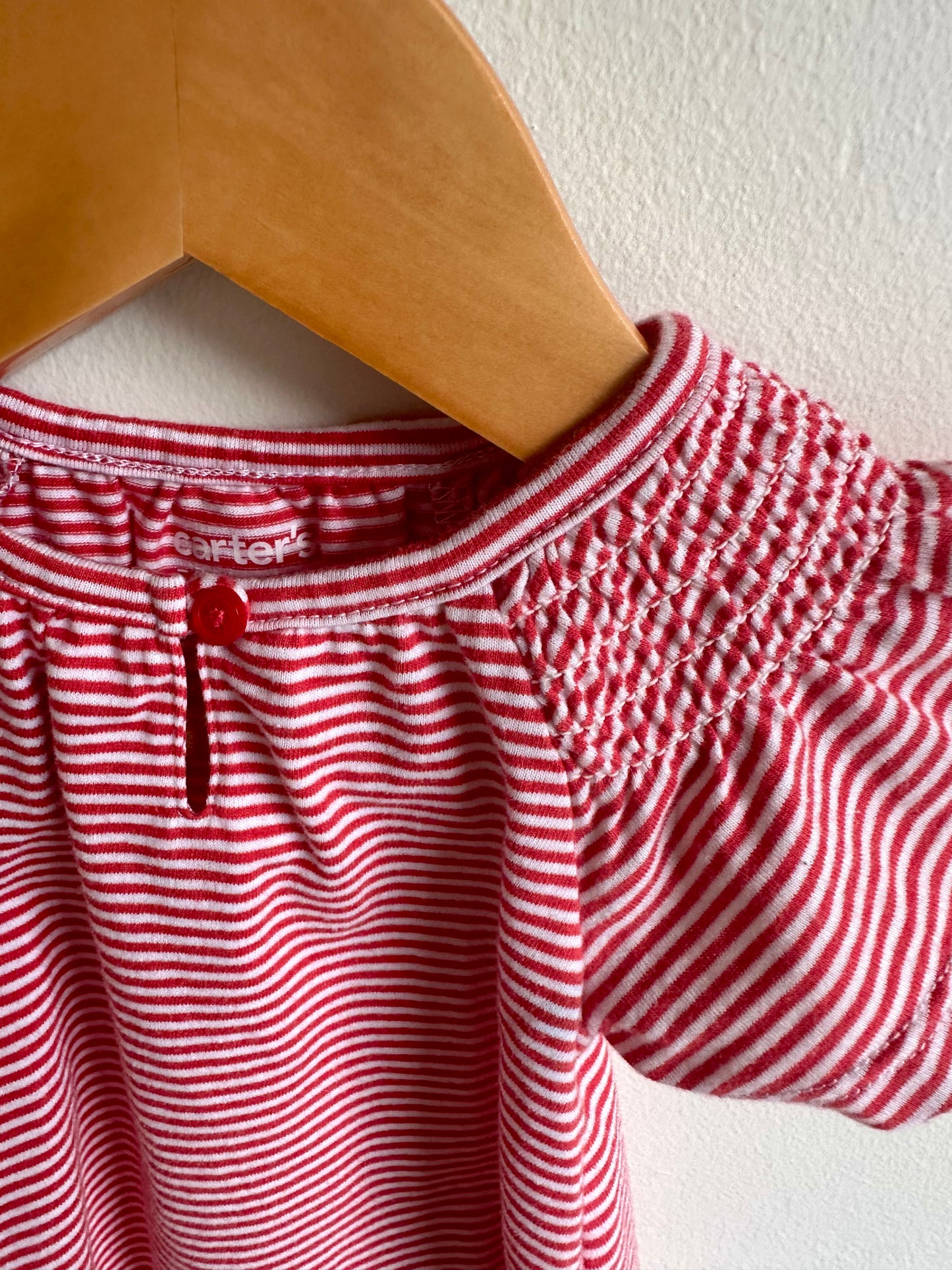 Red Striped Ruffle T-shirt / 0-3m