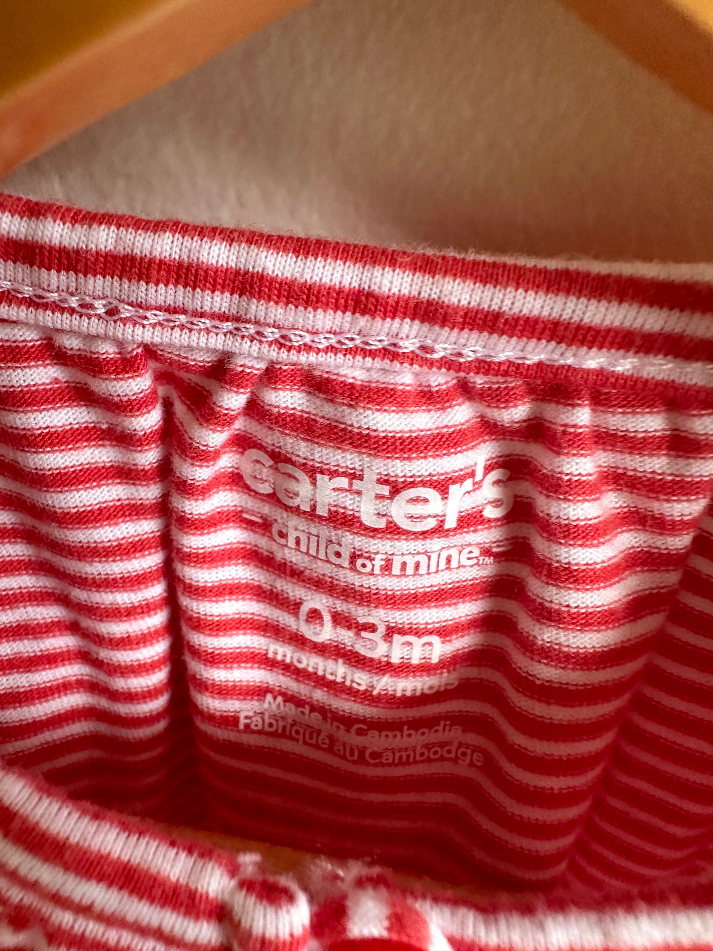 Red Striped Ruffle T-shirt / 0-3m