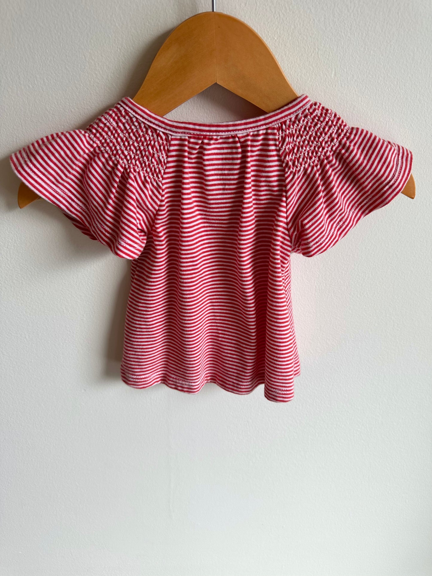 Red Striped Ruffle T-shirt / 0-3m