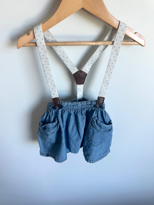 Chambray Skirt with Suspenders / 2T