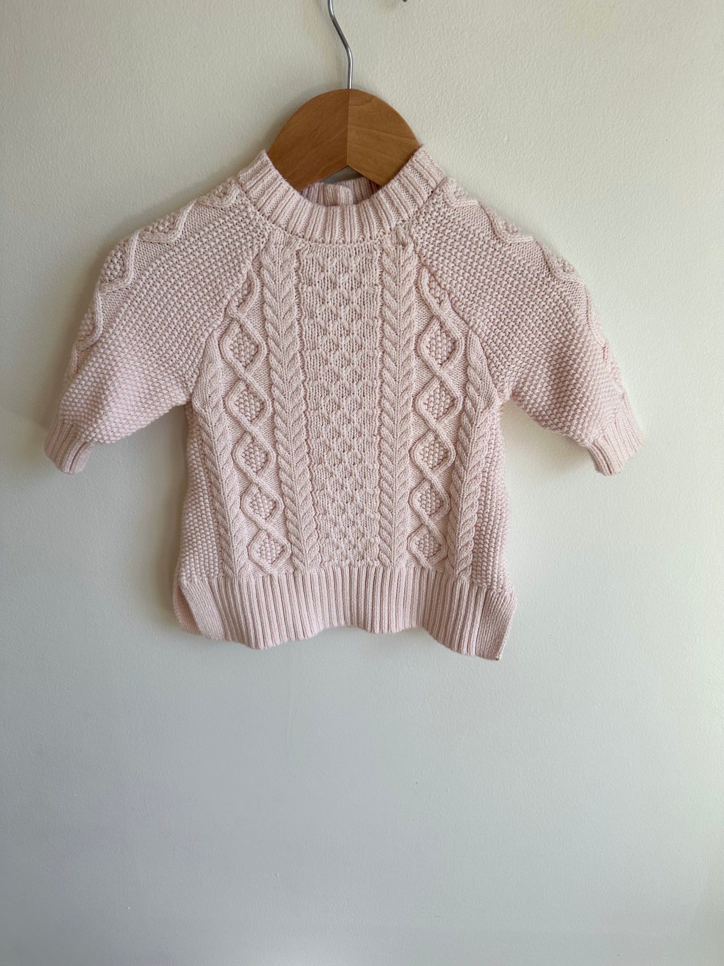 Cable Knit Pink Sweater Dress / 3-6m