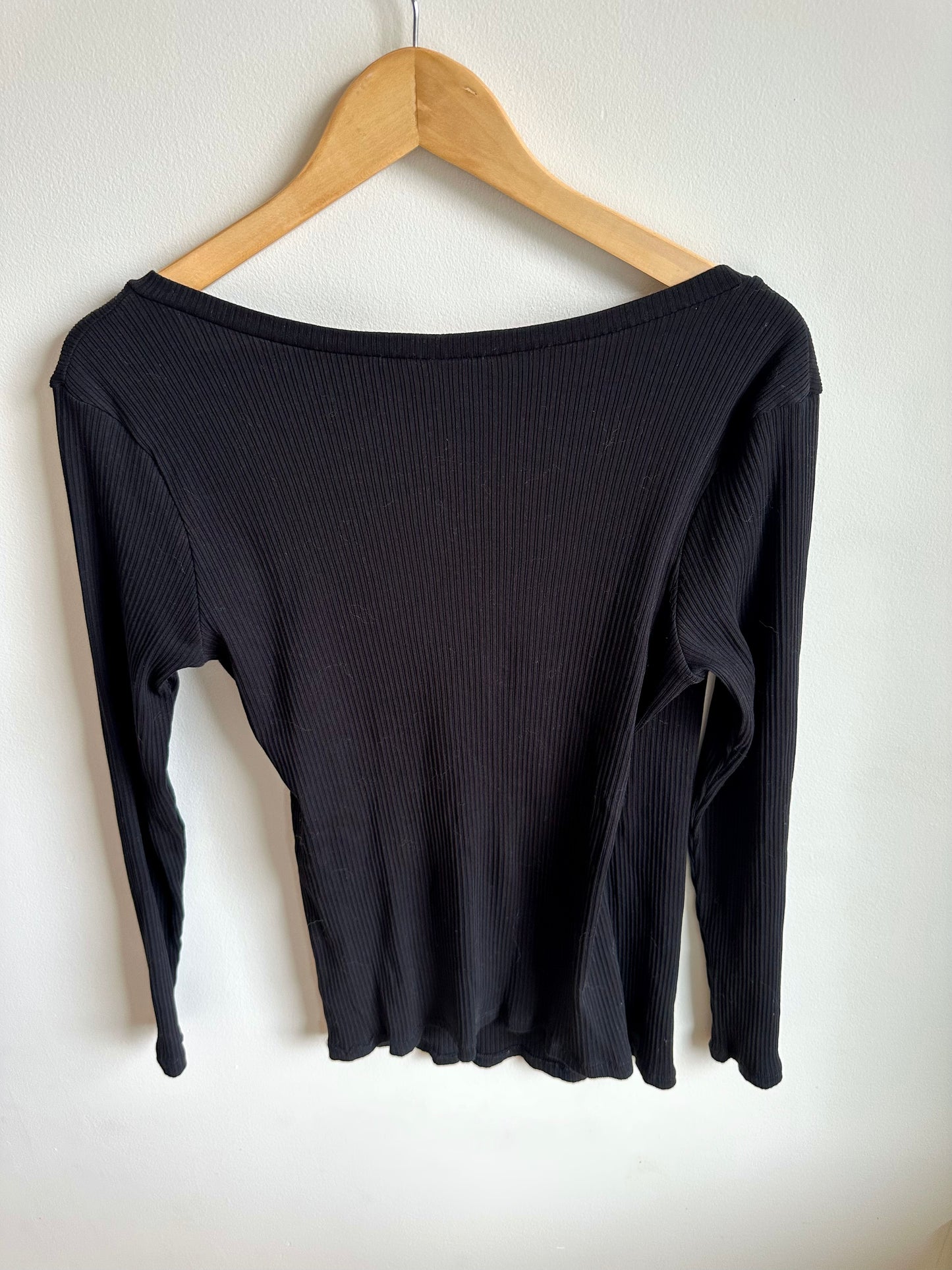 Black Wrap Ribbed Maternity Top / L