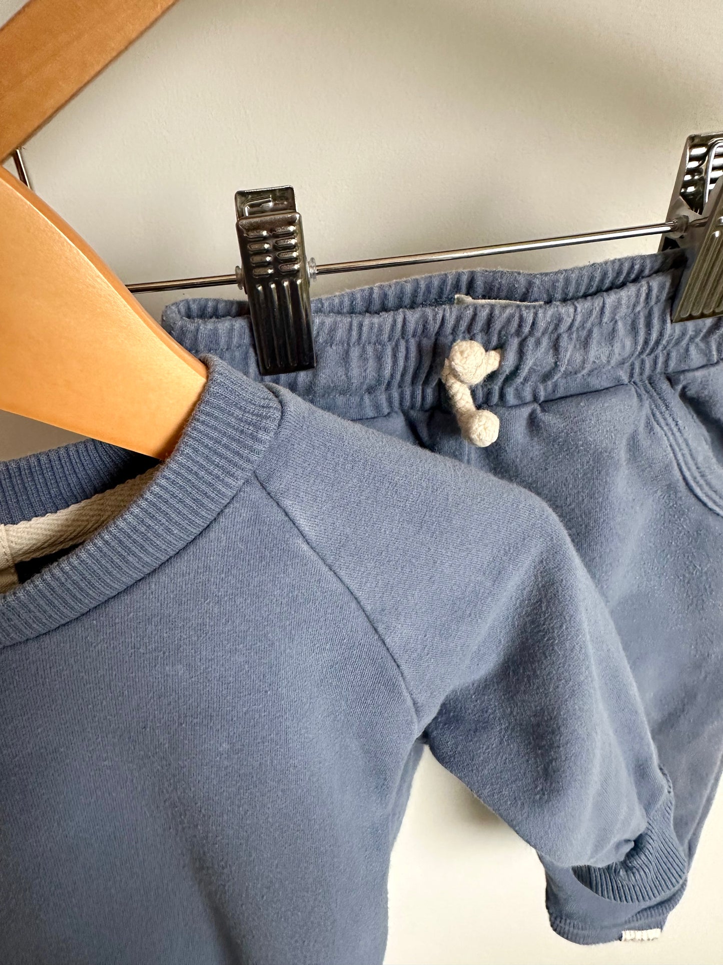 Smoky Blue Organic Sweater + Pants Set / 6-12m