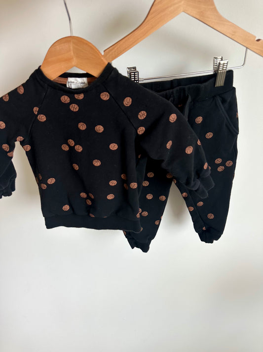Black Basketball Sweater + Pants Set / 12m
