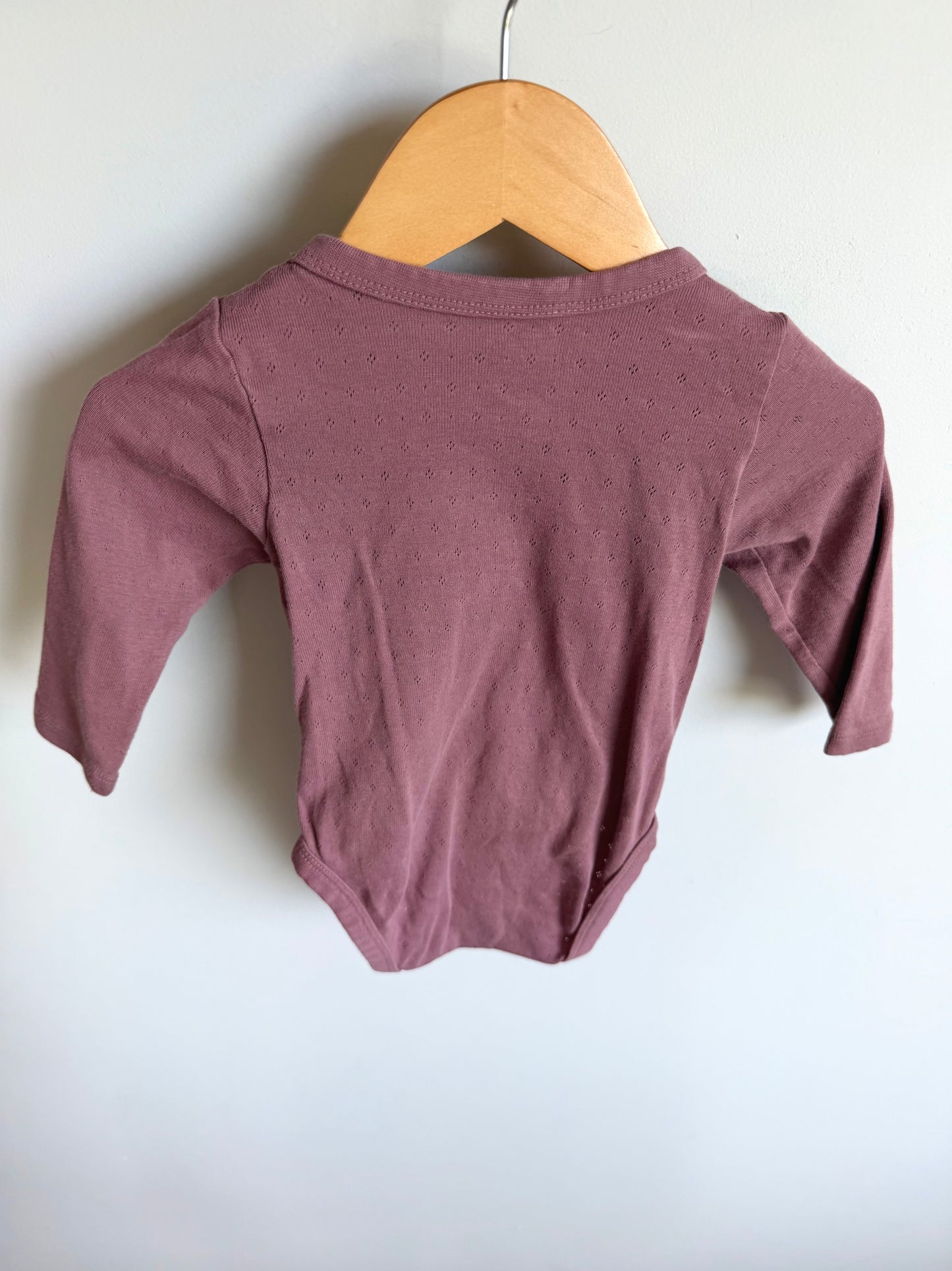 Eyelet Rose Mauve Long Sleeve Bodysuit / 6-9m