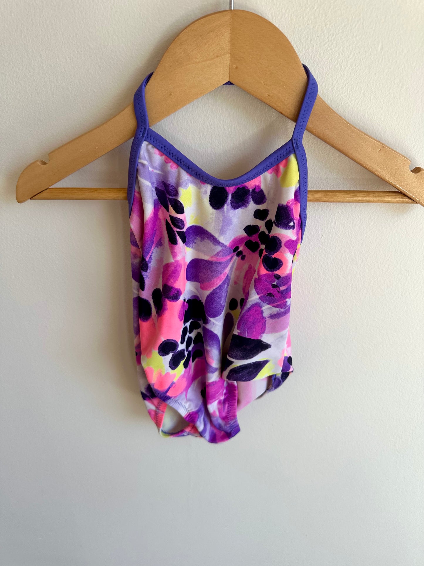 Halter Floral with Purple Trim Swimsuit / 9m