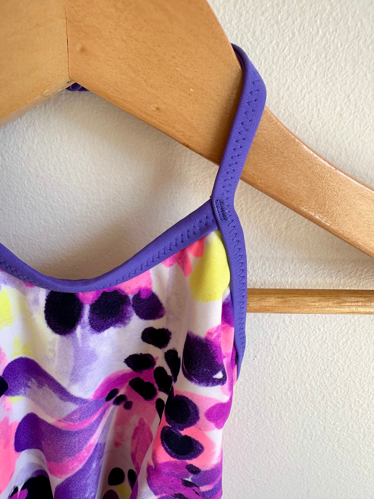 Halter Floral with Purple Trim Swimsuit / 9m