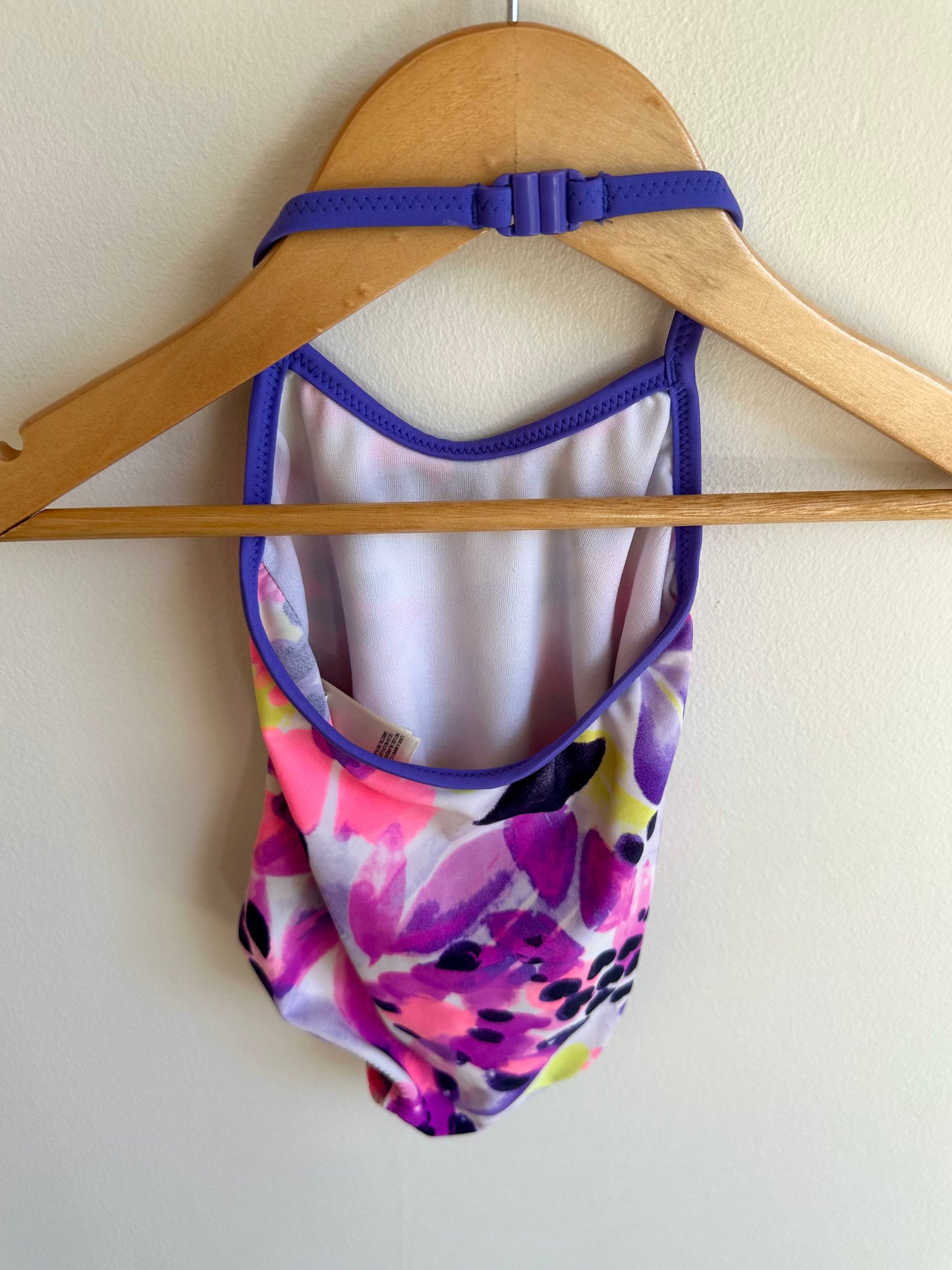 Halter Floral with Purple Trim Swimsuit / 9m