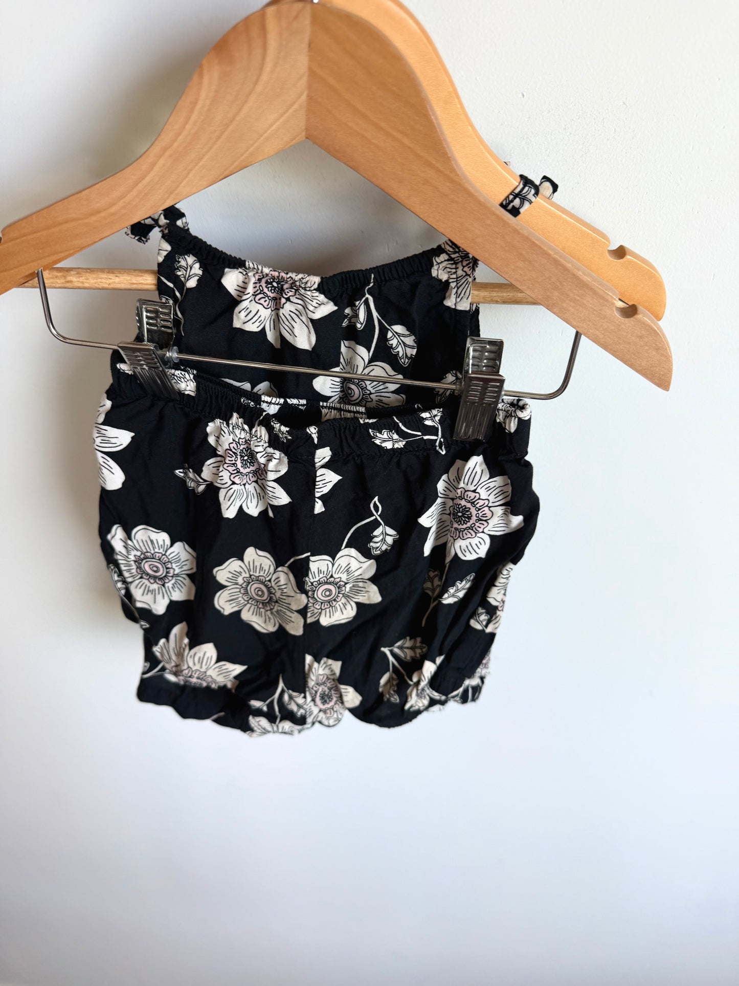 Black Floral Top + Bottom Set / 18m