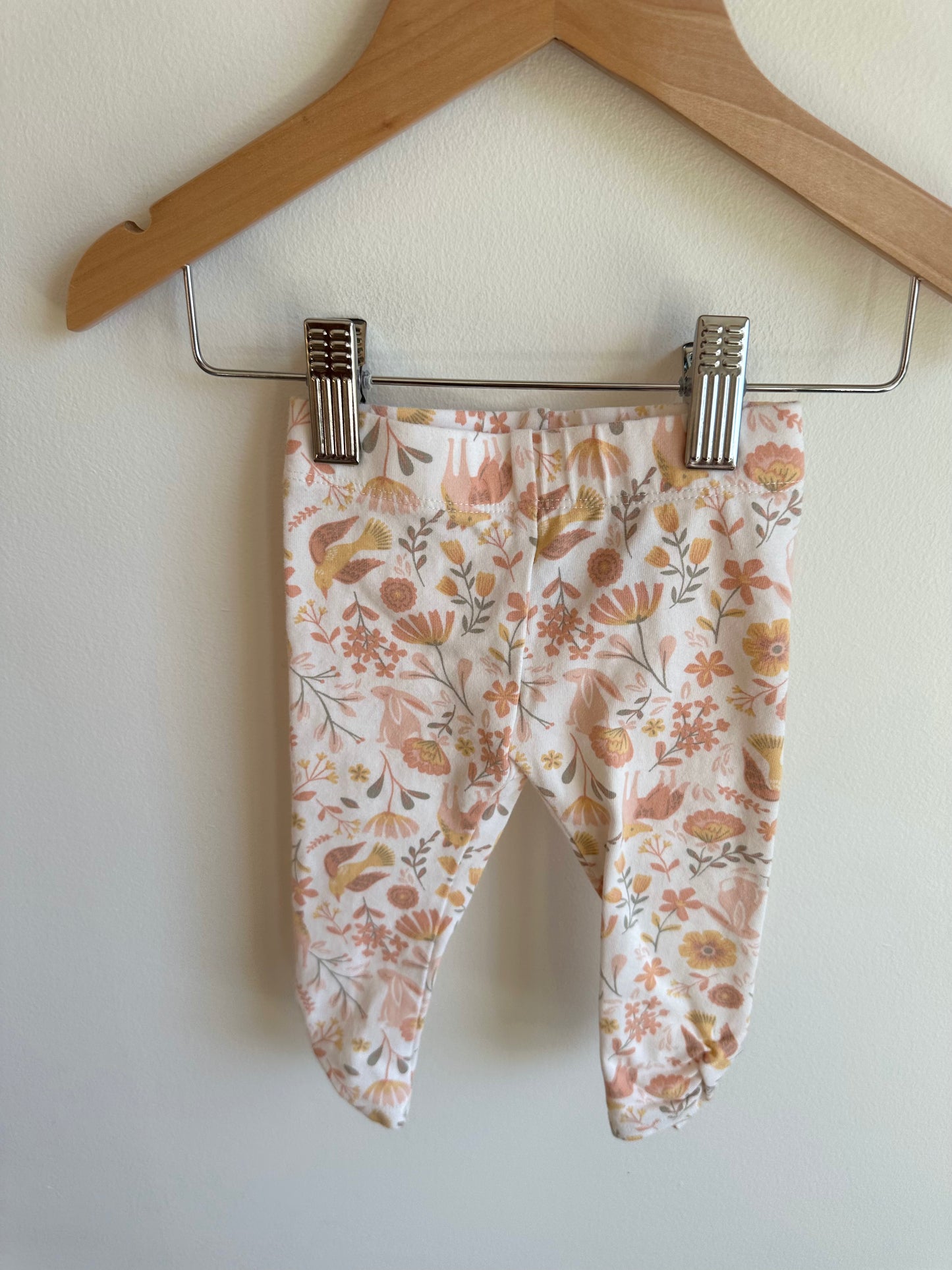 Floral Bird Leggings / 3-6m