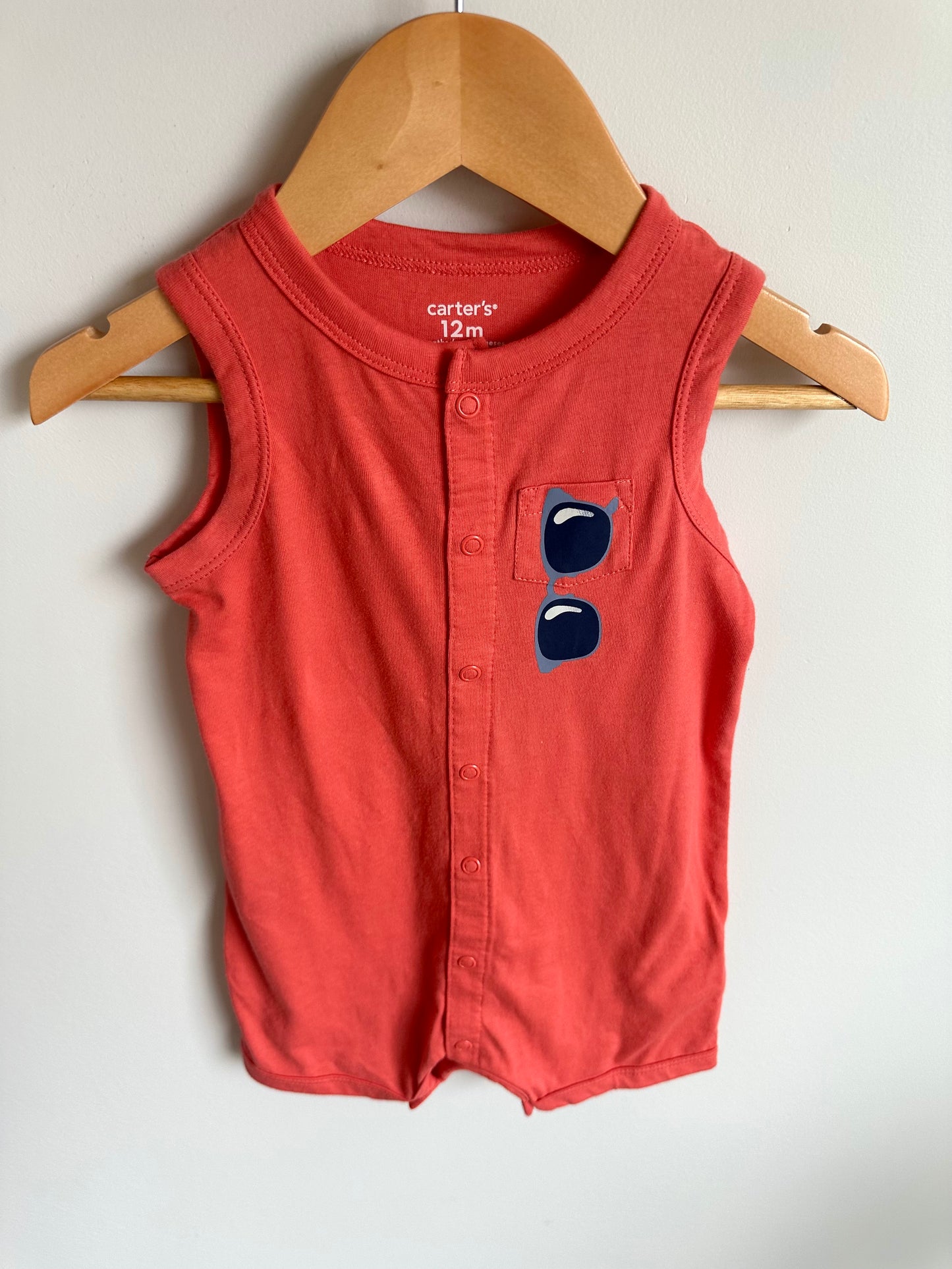 Orange Sunglasses Romper / 12m