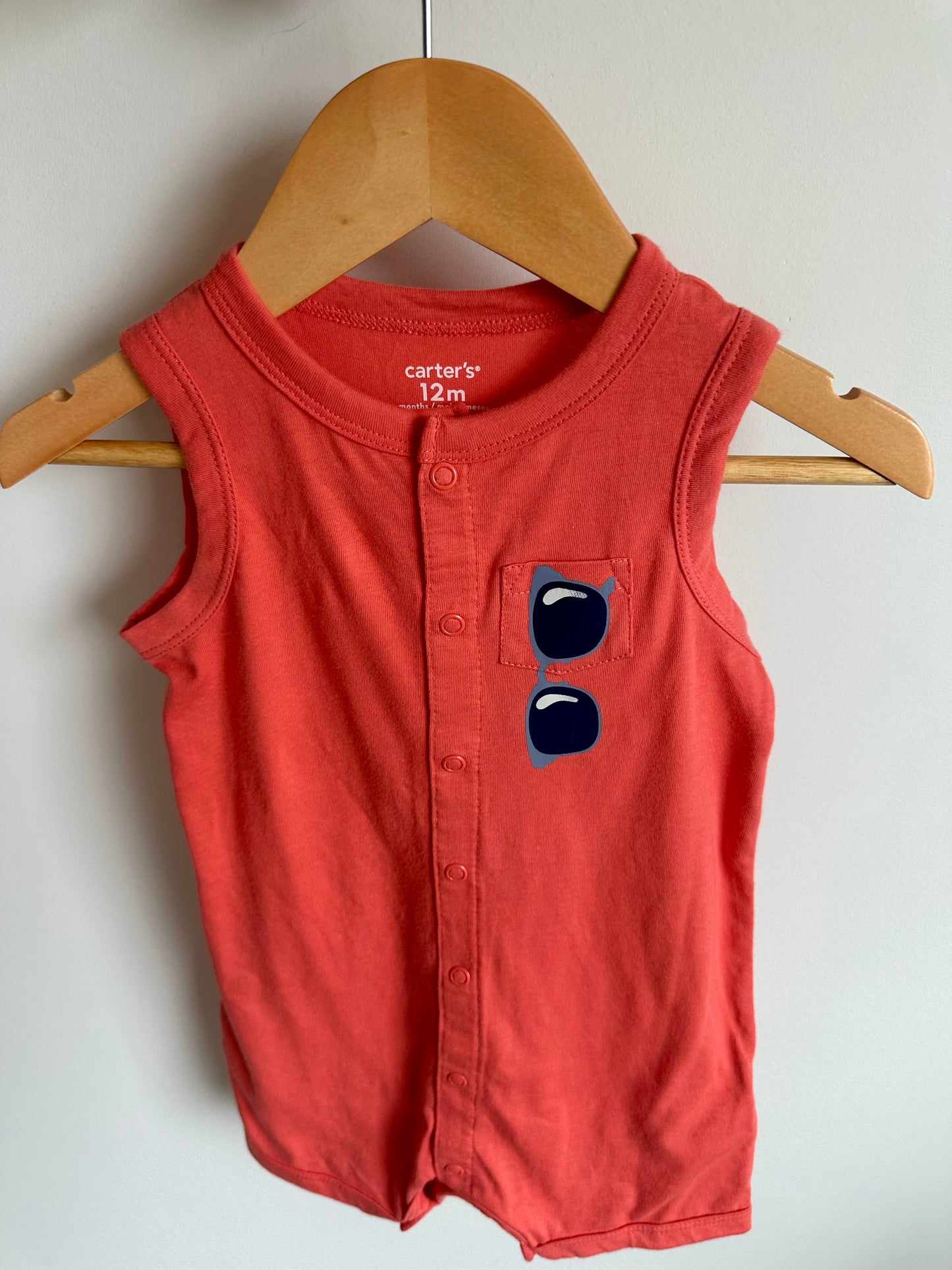 Orange Sunglasses Romper / 12m