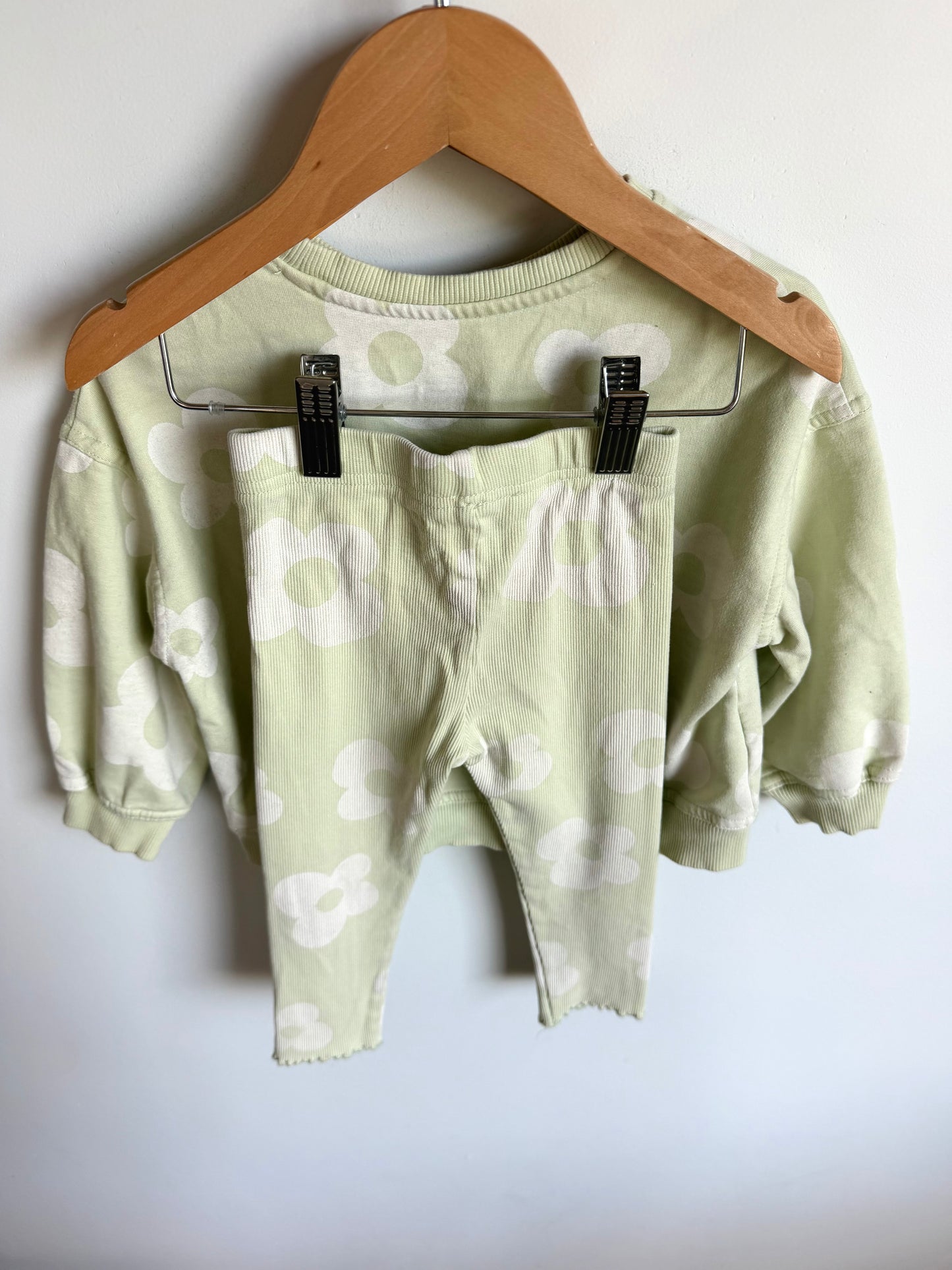 Sage Daisy Crewneck + Leggings Set / 3T