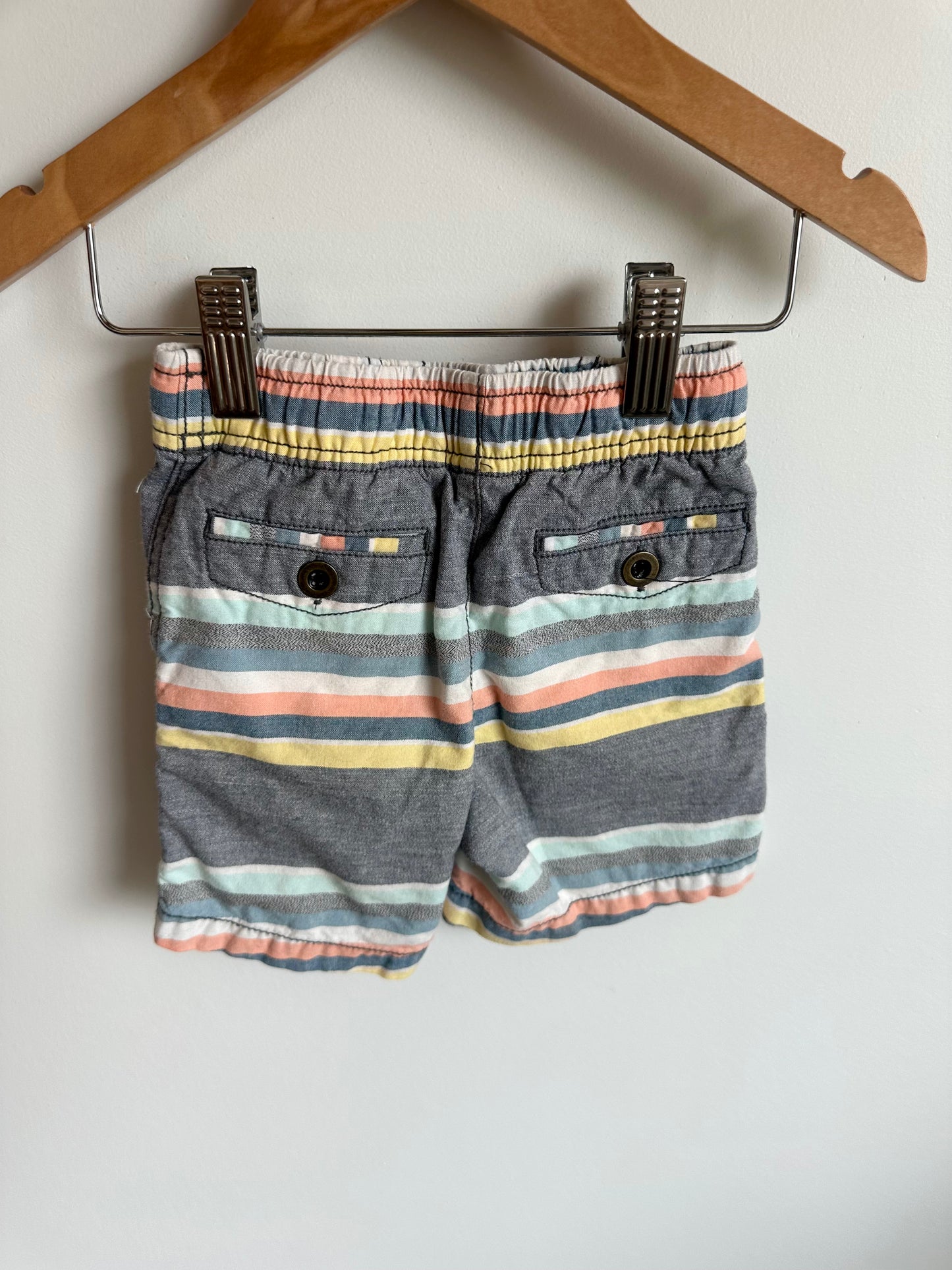 Stripe Colors on Grey Shorts / 12-18m