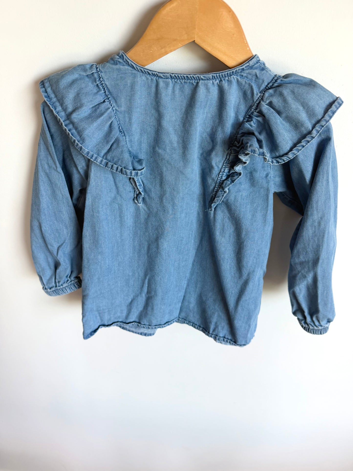 Chambray Ruffle Long Sleeve Top / 2T