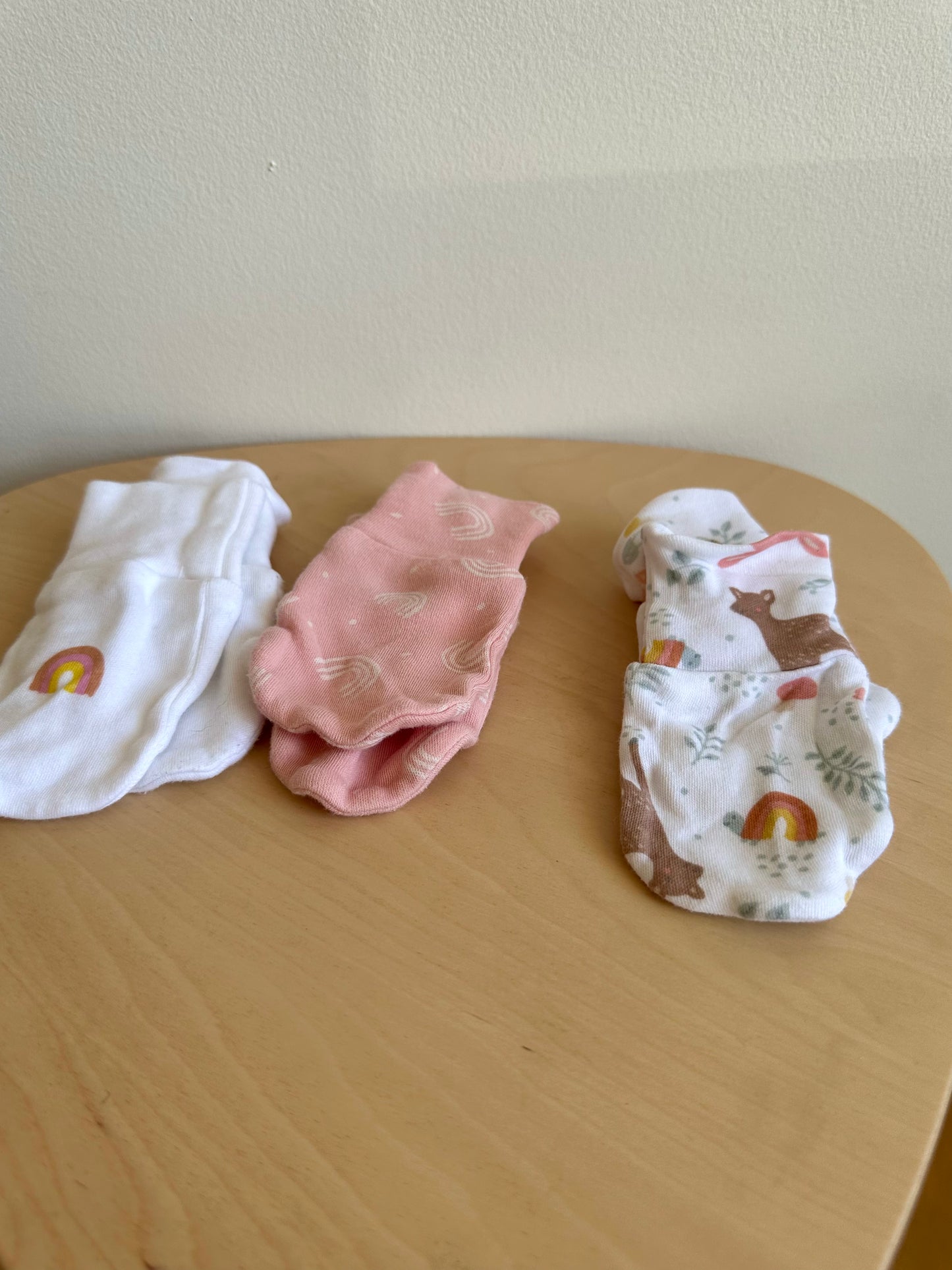 Set of 3 Mits - Rainbow, Pink, Bunny / 3-9m