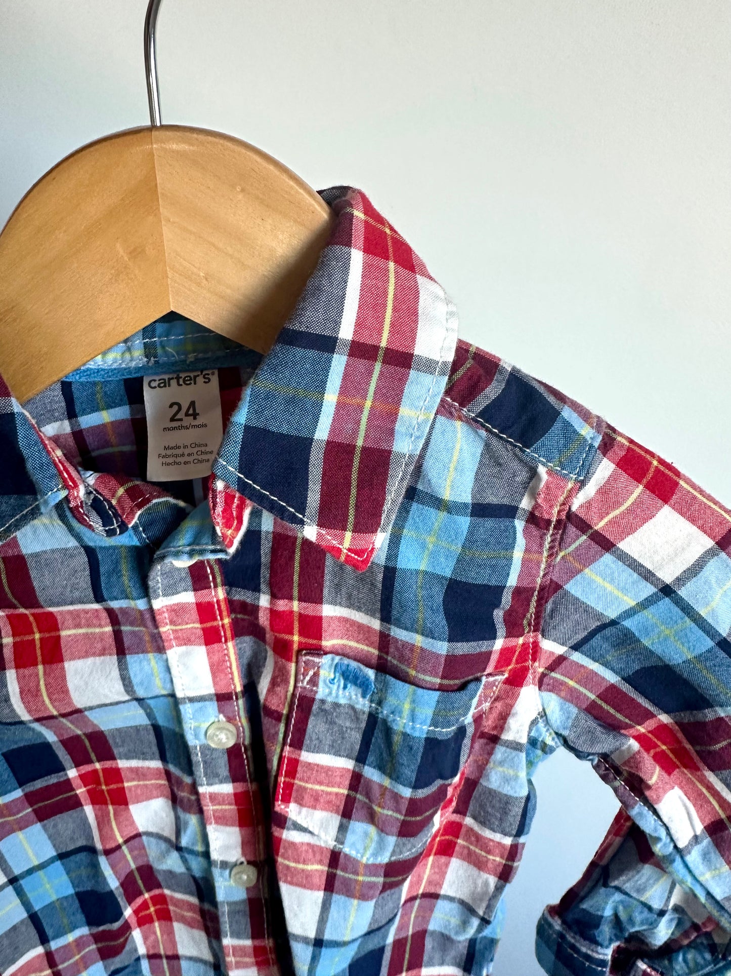 Carter's Plaid Button Up Long Sleeve / 24m