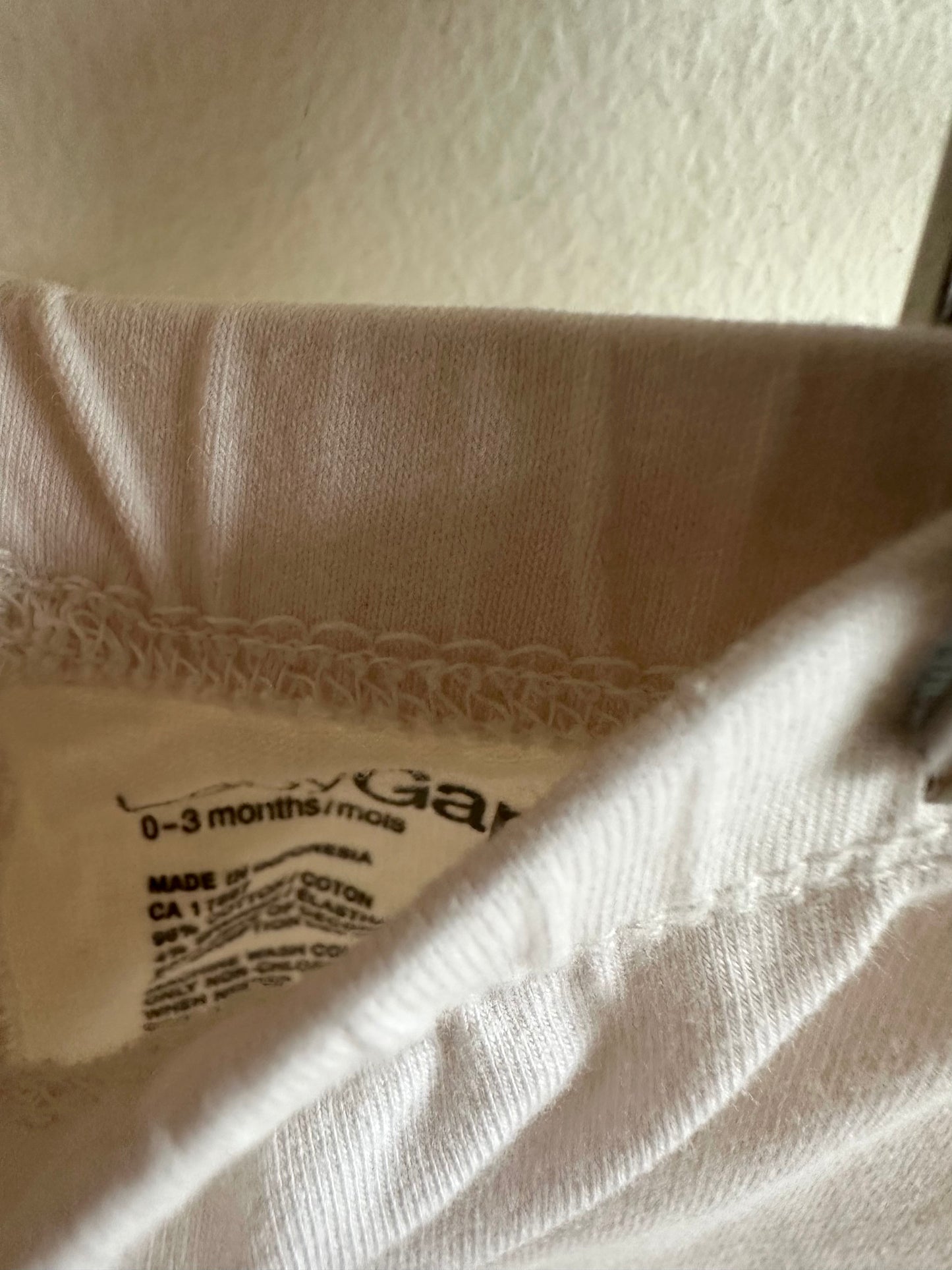 White Pants with Lace Trim / 0-3m