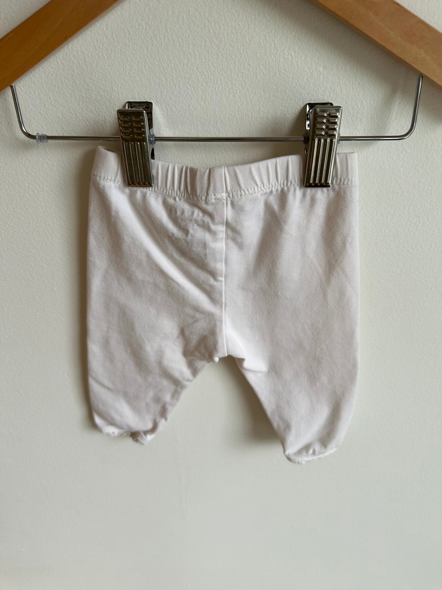 White Pants with Lace Trim / 0-3m