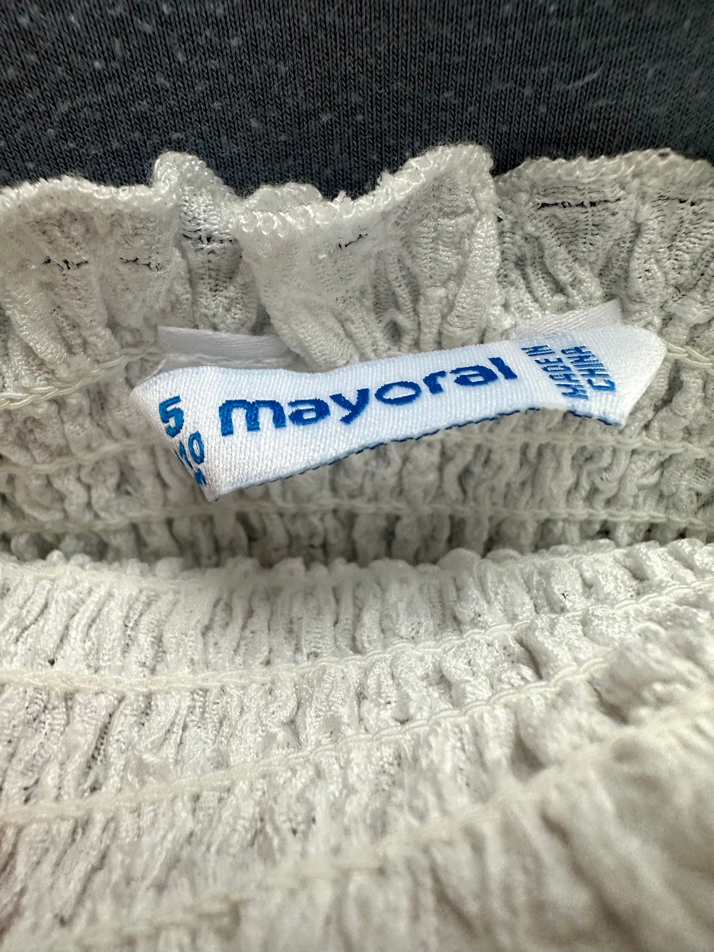 Mayoral White Puff Sleeve Cropped Top / 5 years