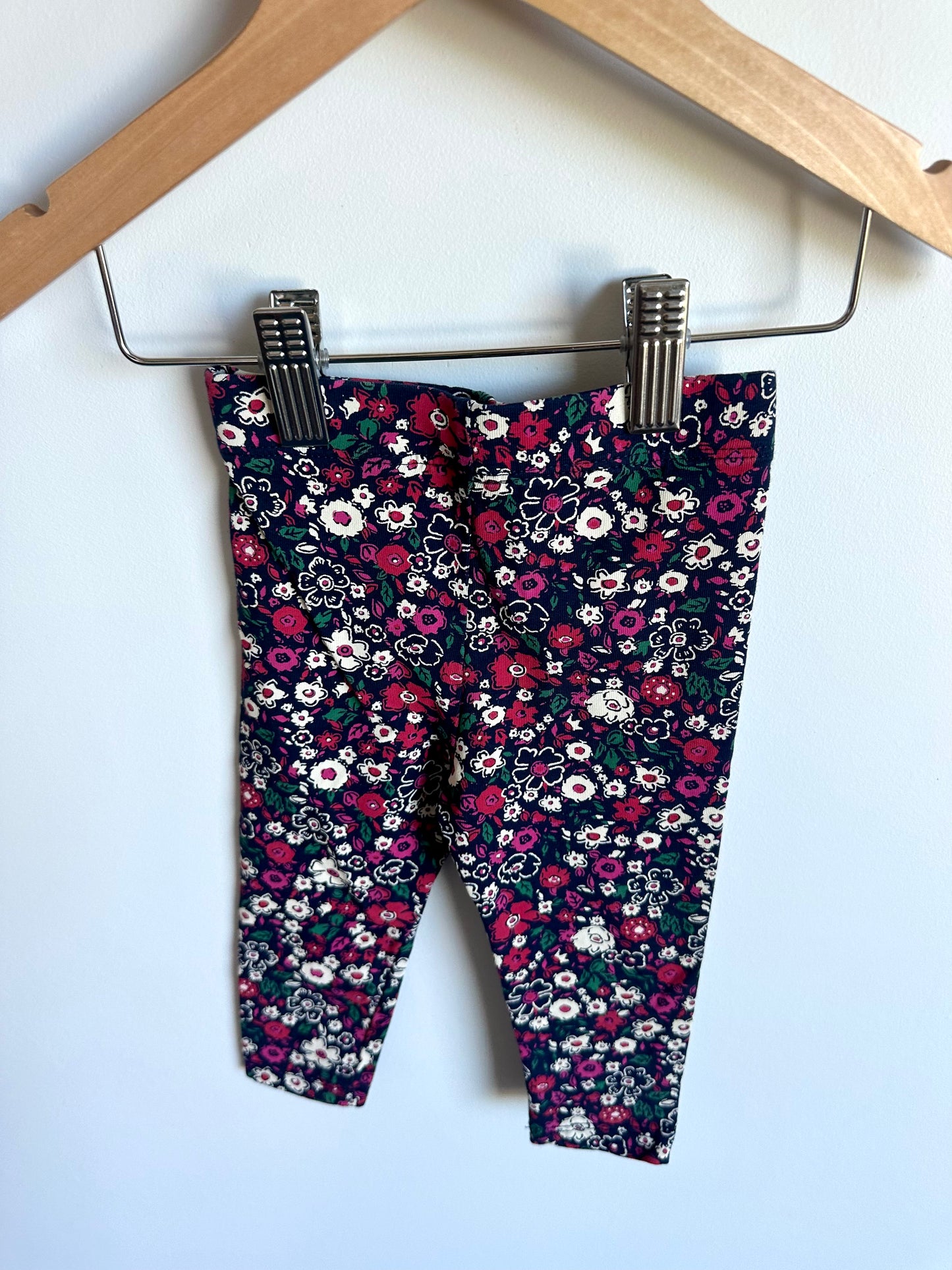 Red + White Flower Leggings / 6-12m
