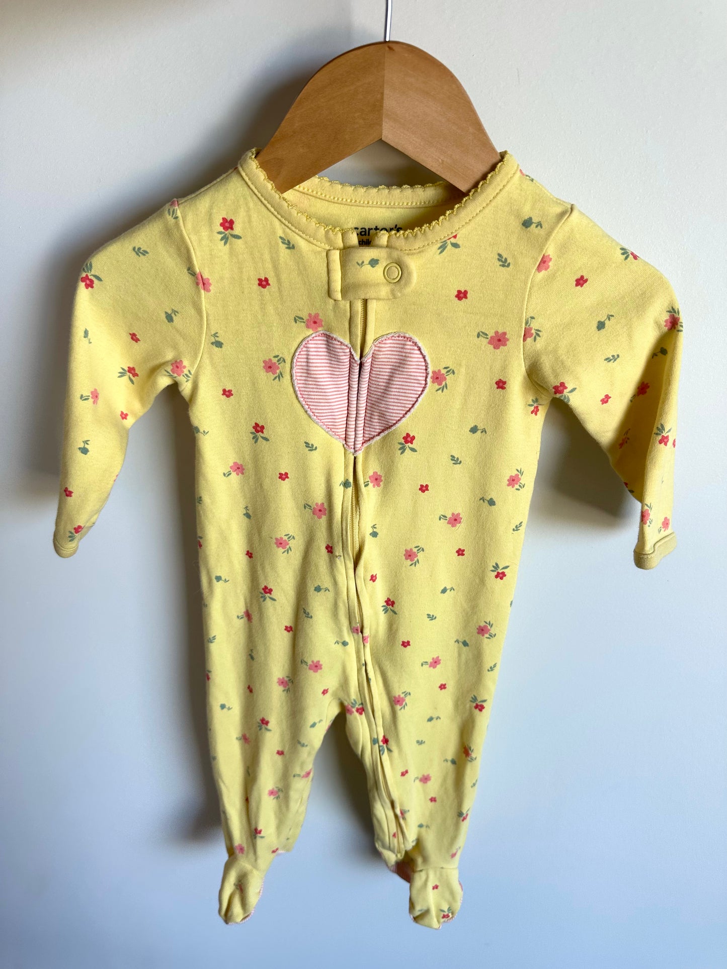 Yellow Floral Heart Sleeper / 6-9m