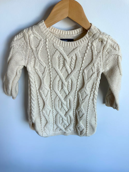 Gap Cream Cable Knit Sweater / 6-12m