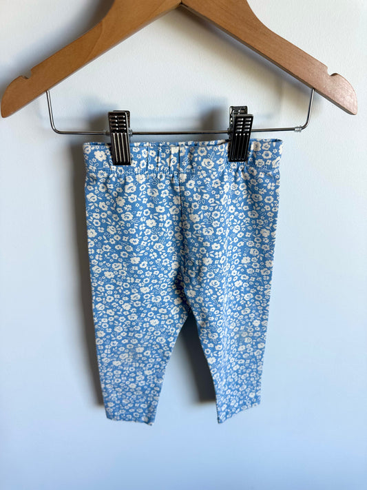 Blue Floral Leggings / 12-18m