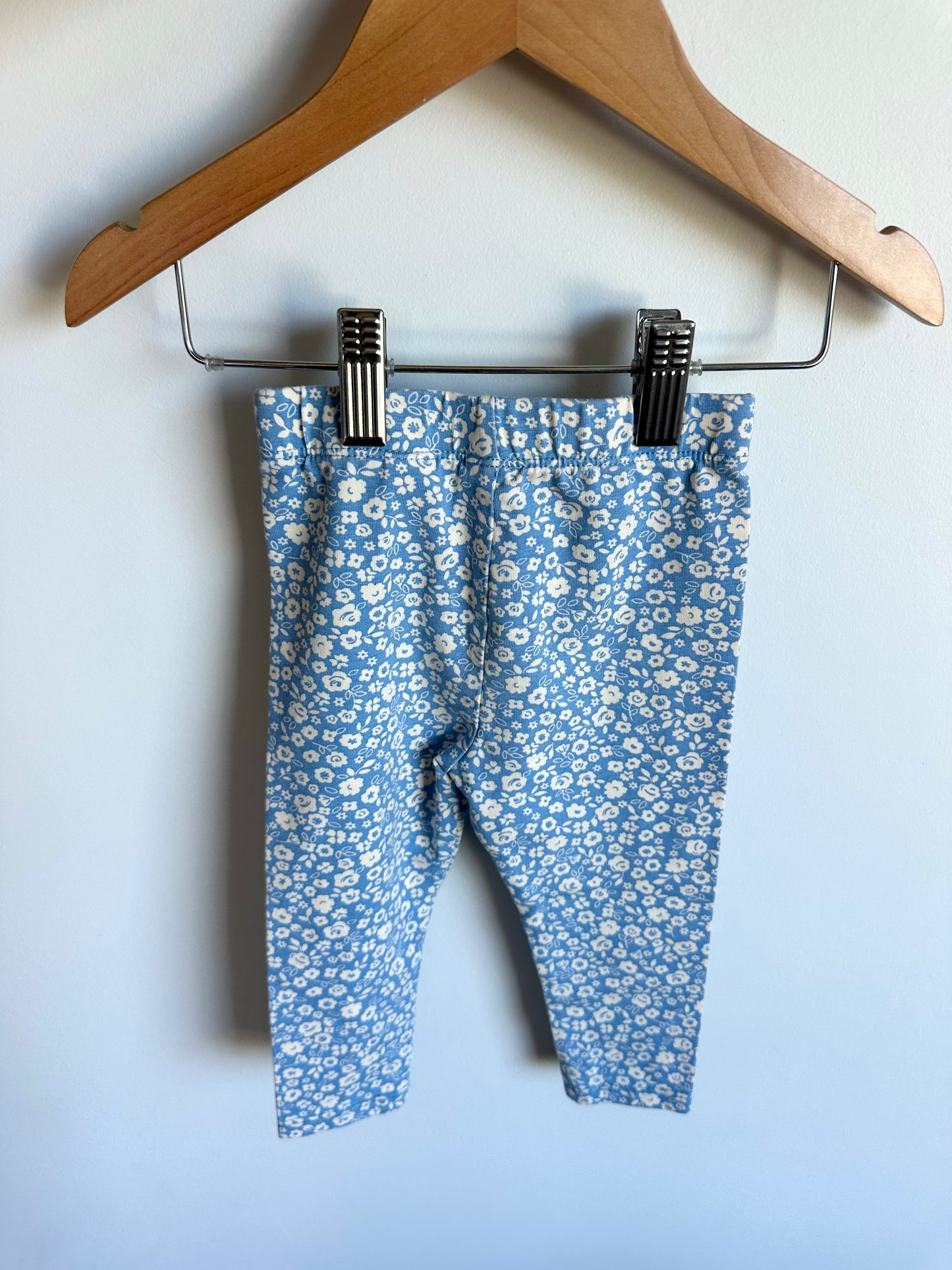 Blue Floral Leggings / 12-18m