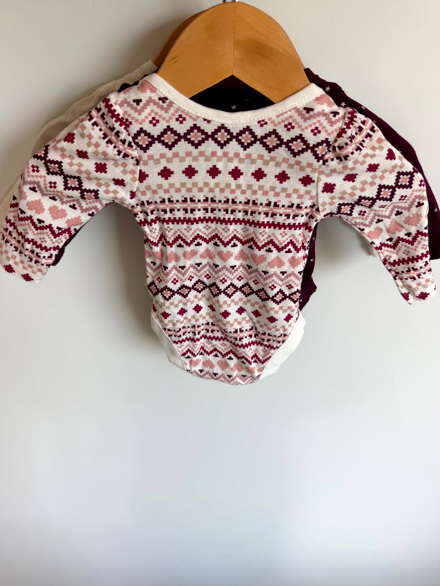 Set of 3 Long Sleeve Bodsuits / 0m (up to 7lbs)