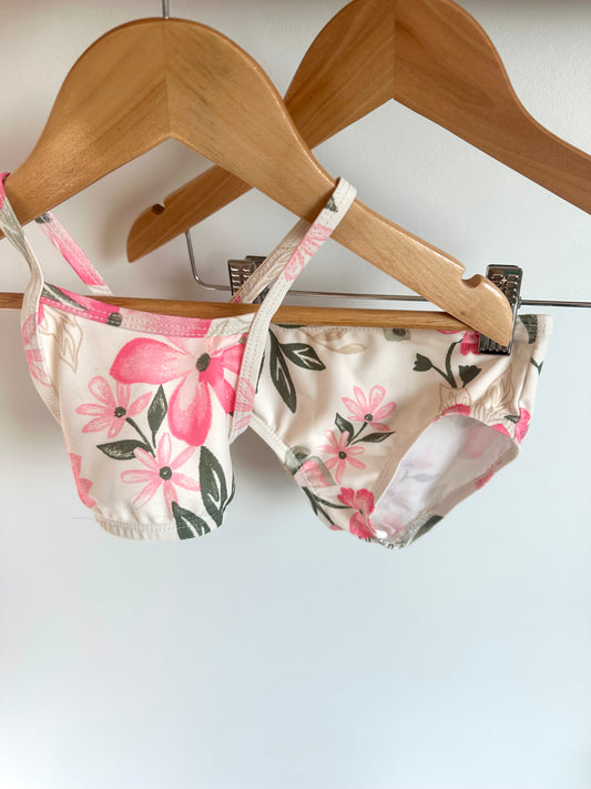 White Pink Floral Swimsuit / 9m