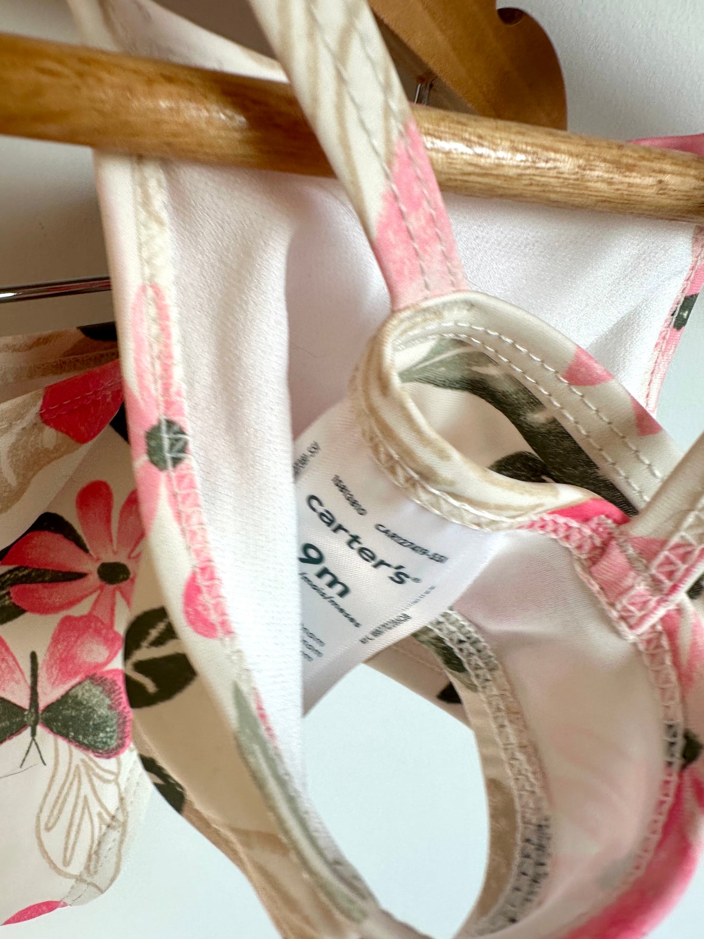 White Pink Floral Swimsuit / 9m
