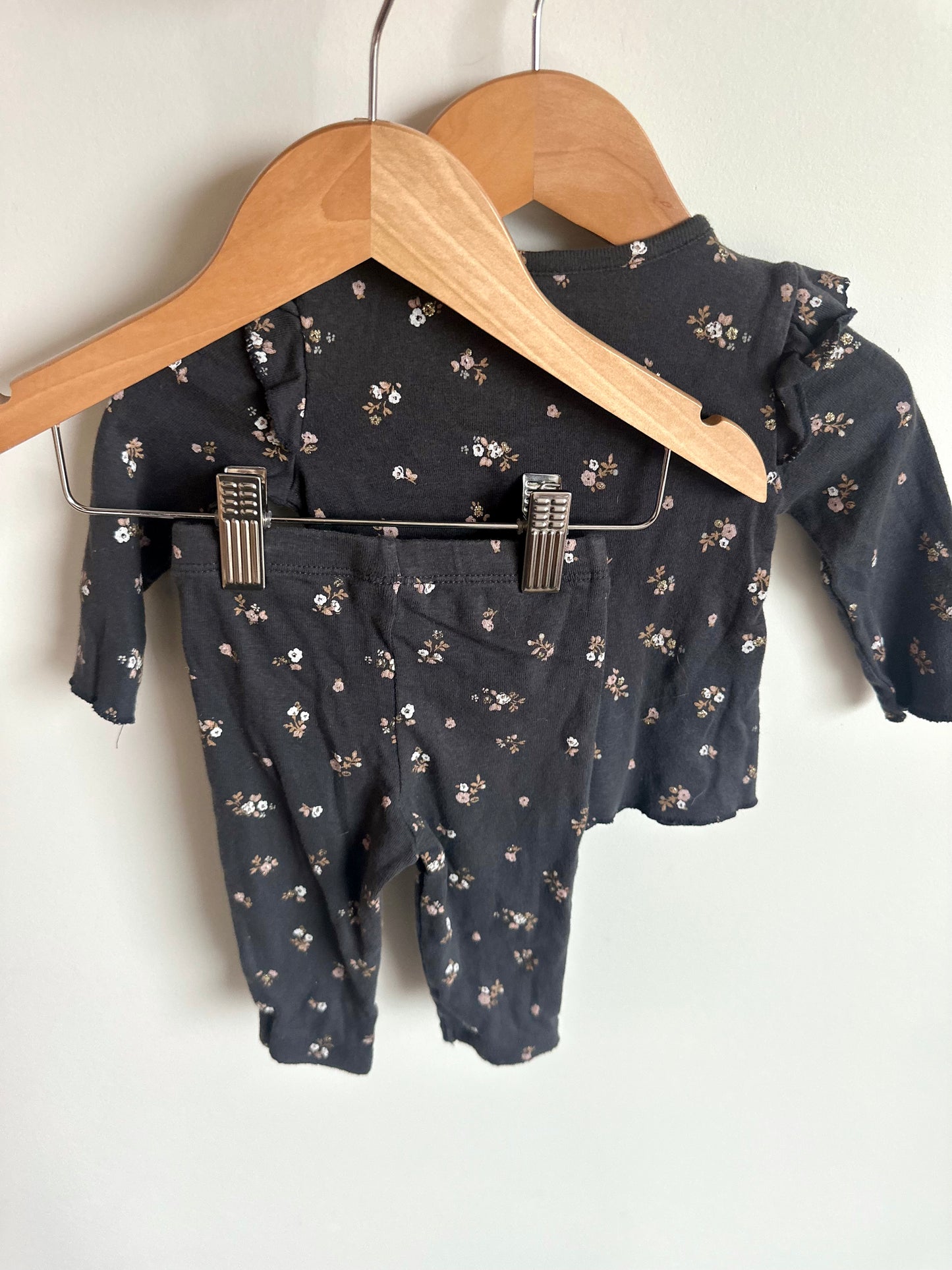 Ebony Floral Top + Pants Set / 6m