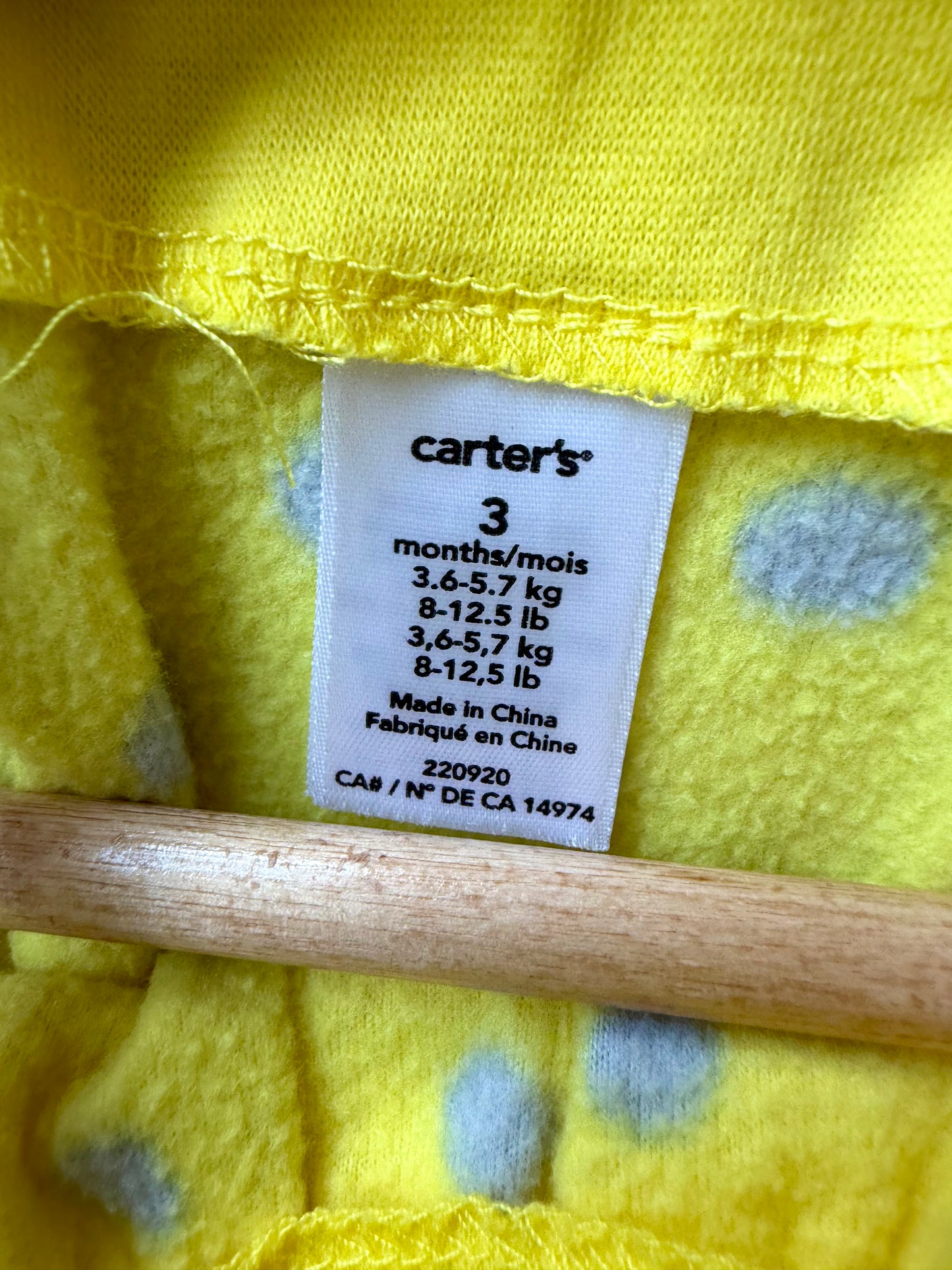 Yellow Dotted Fleece Dress / 3m