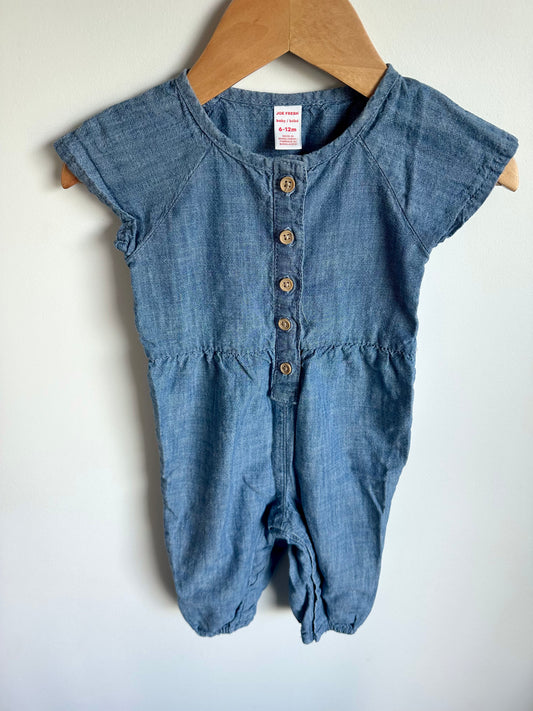 Chambray Short Sleeve Jumpsuit / 6-12m