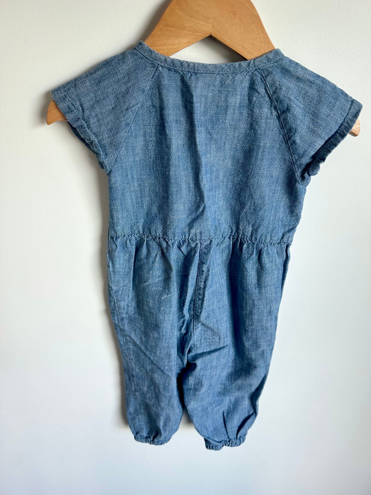 Chambray Short Sleeve Jumpsuit / 6-12m