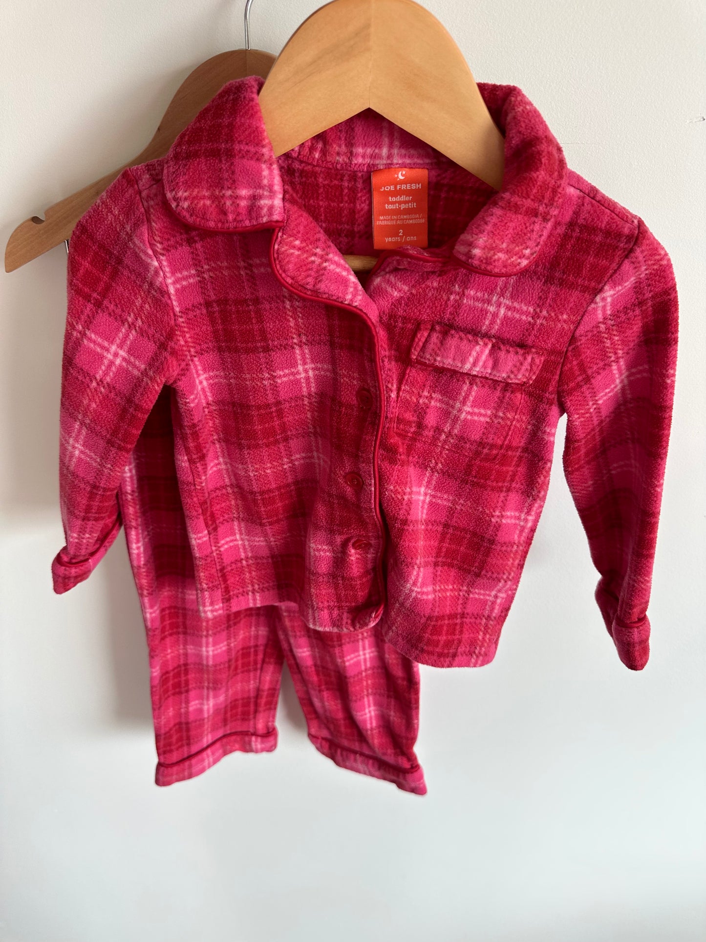 Pink Plaid Fleece PJs / 2T