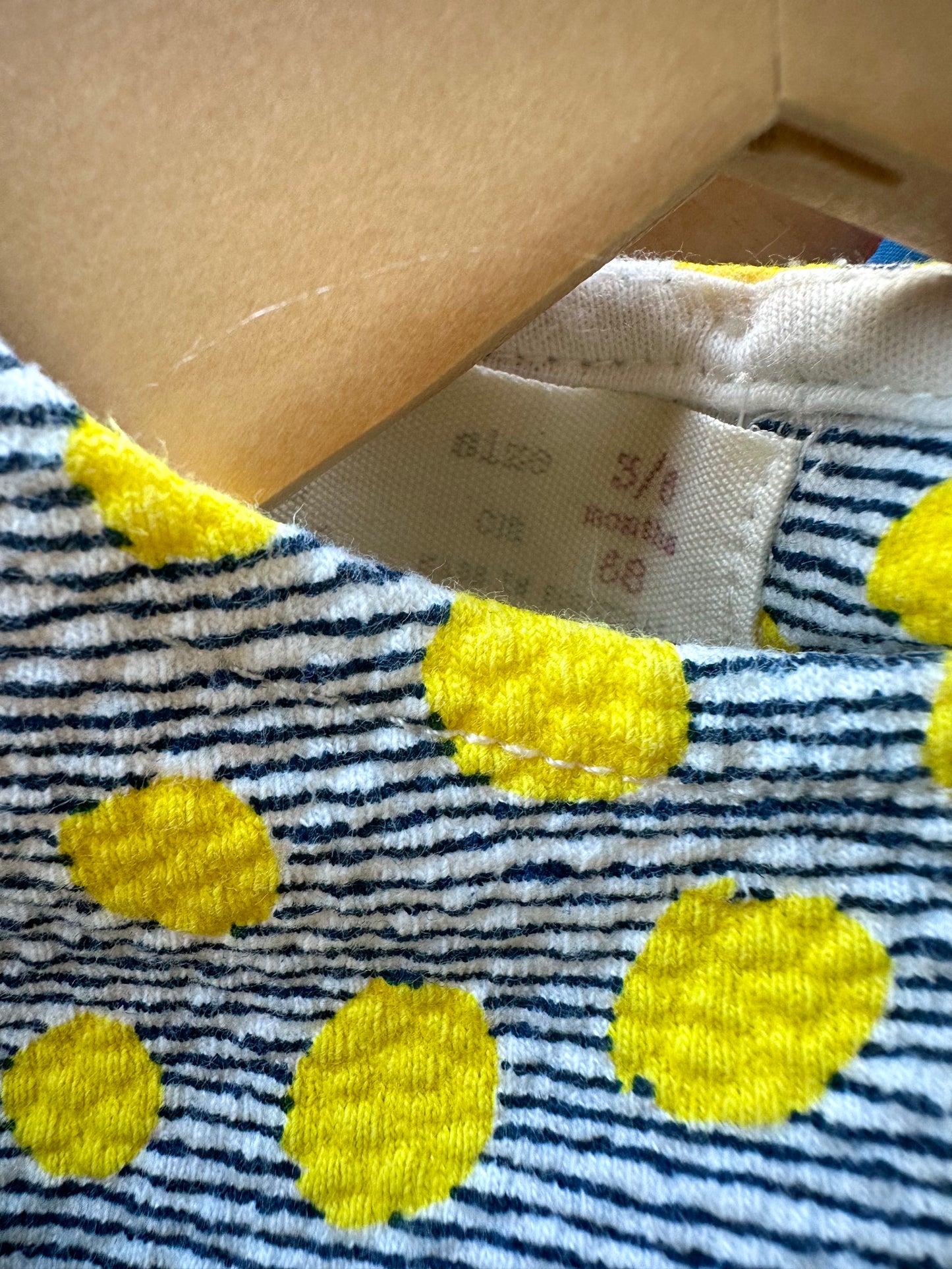 Yellow Dot Striped Dress / 3-6m