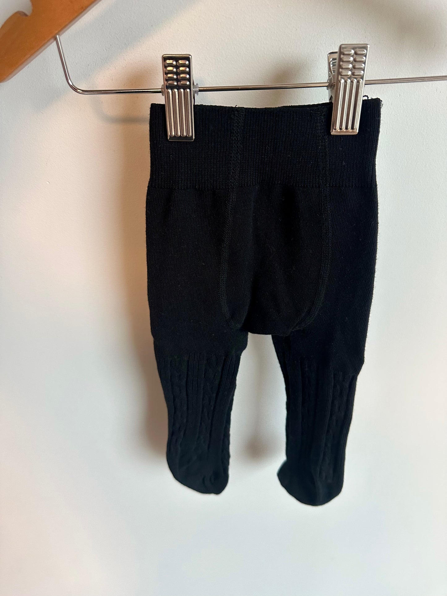 Black Cable Knit Tights / 6m?
