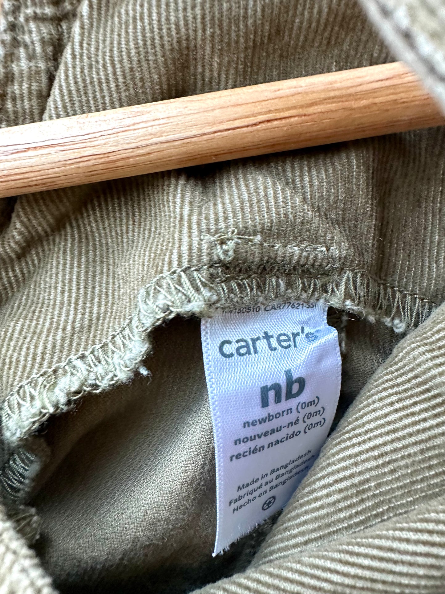 Newborn Olive Cord Overalls / 0m