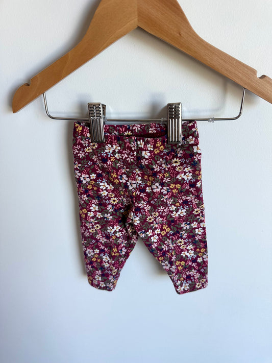 Maroon Floral Leggings / 3m