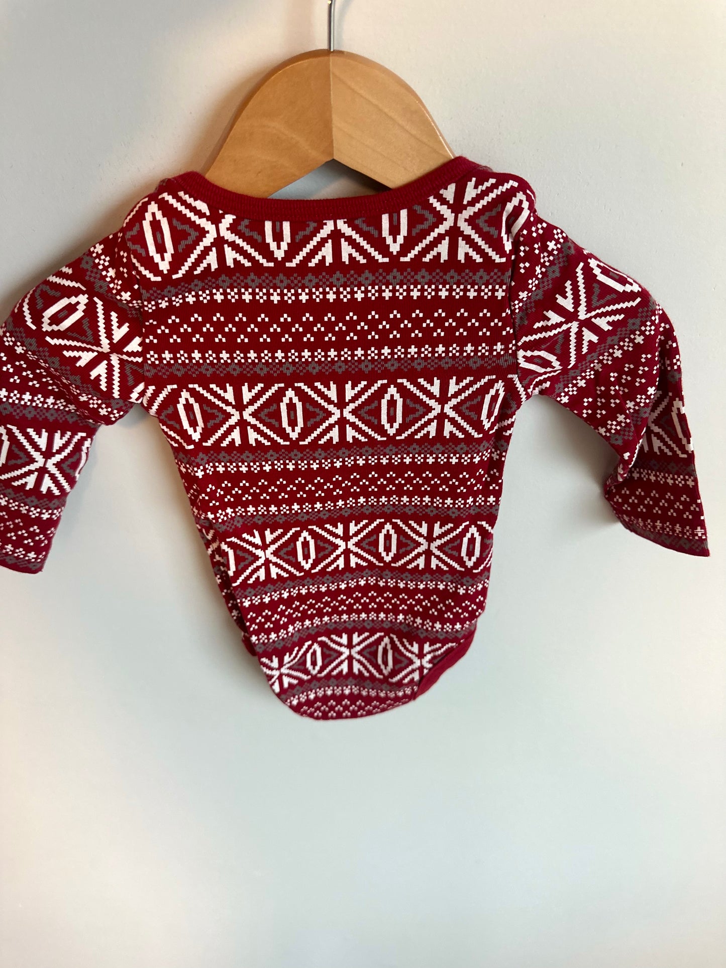 Red Christmas Pattern Bodysuit / 3-6m