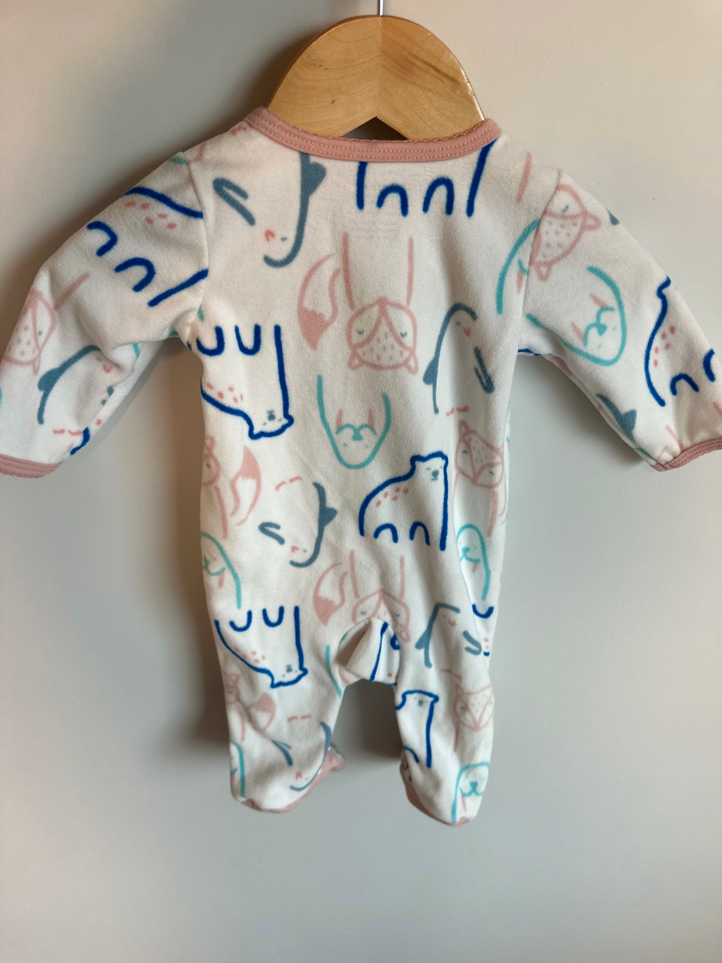 White Fleece Animal Sleeper / 3m