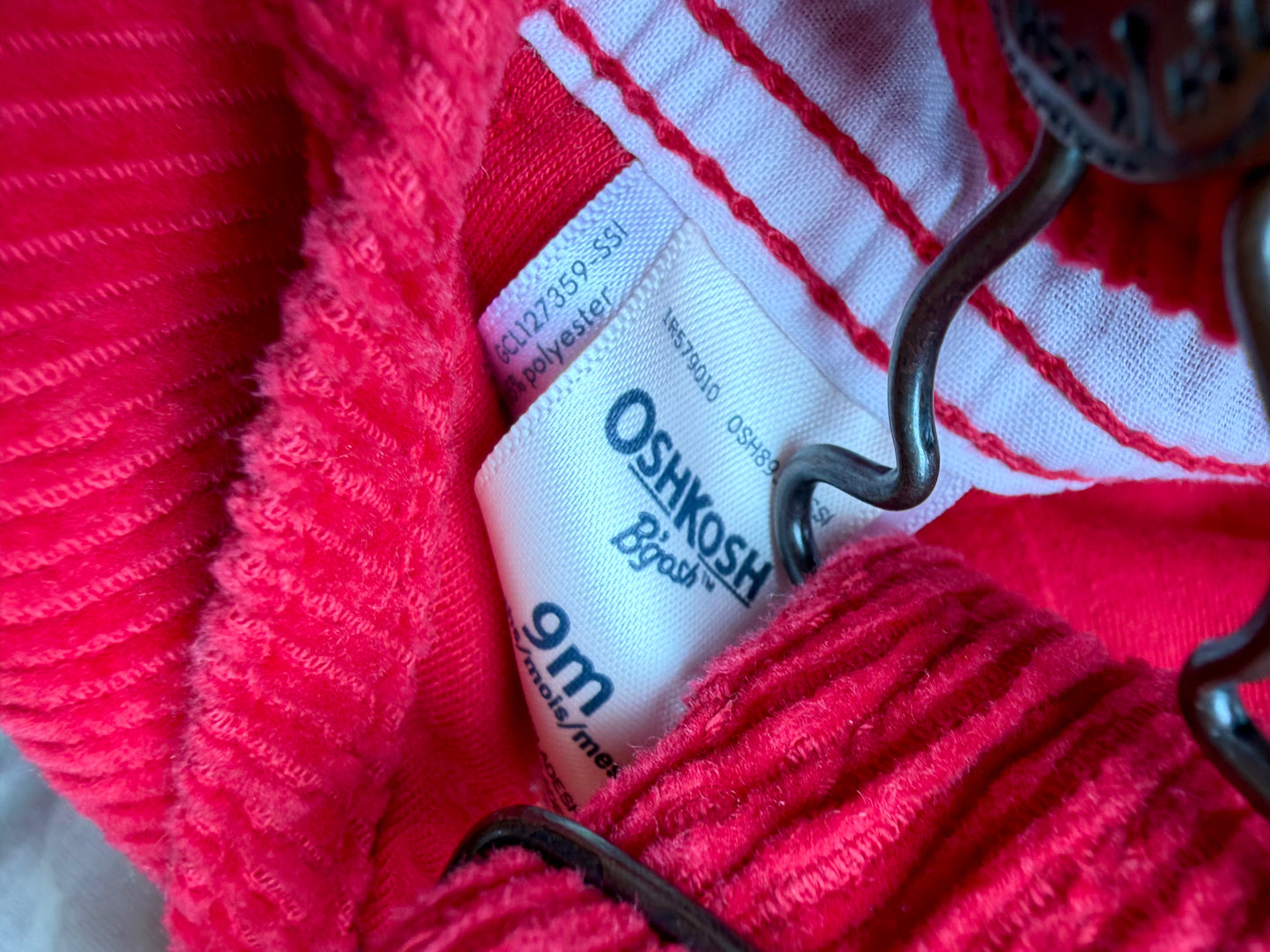 OshKosh Red Corduroy Overalls / 9m