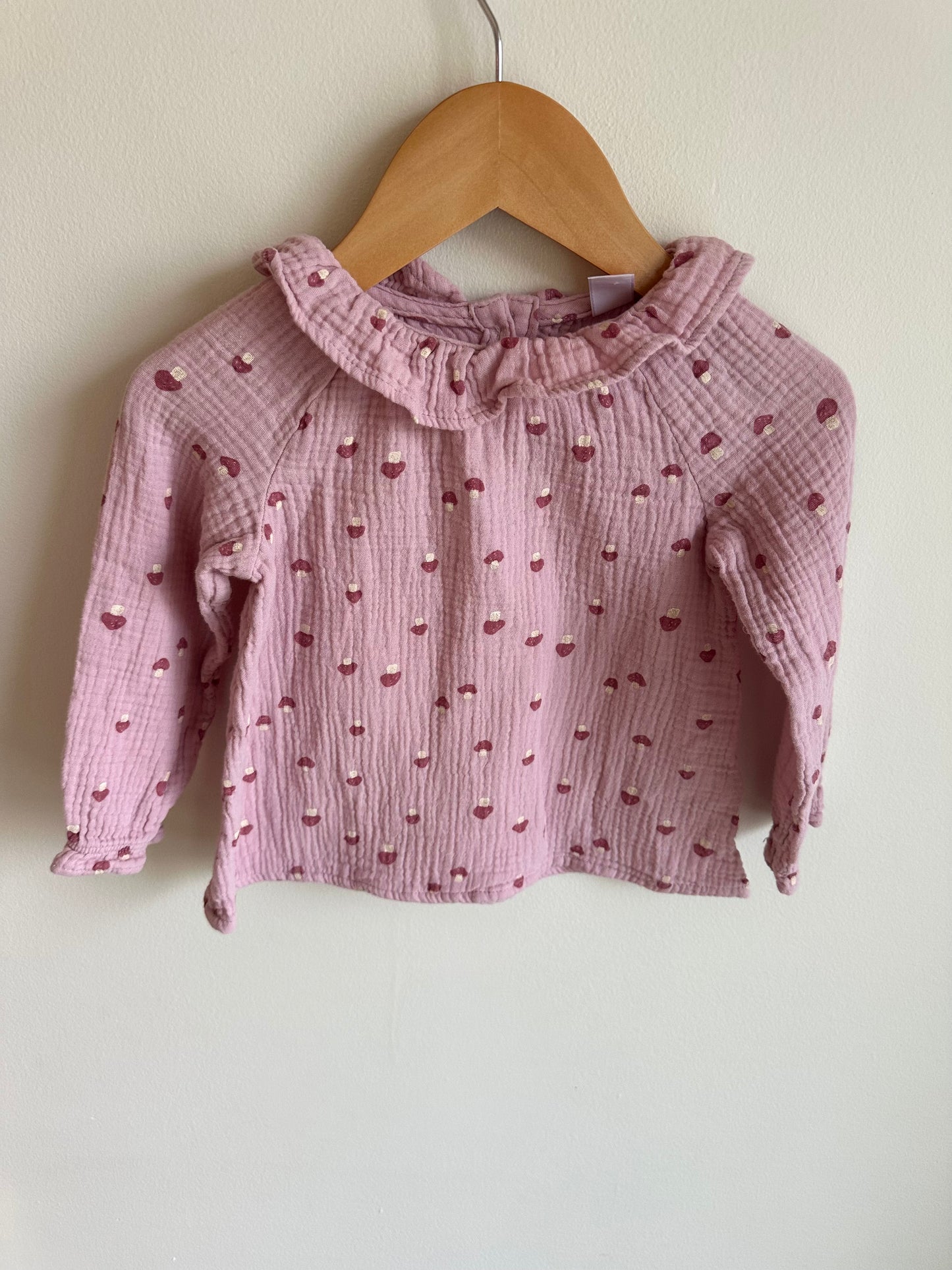 Mushroom Pink Ruffle Top / 12-18m