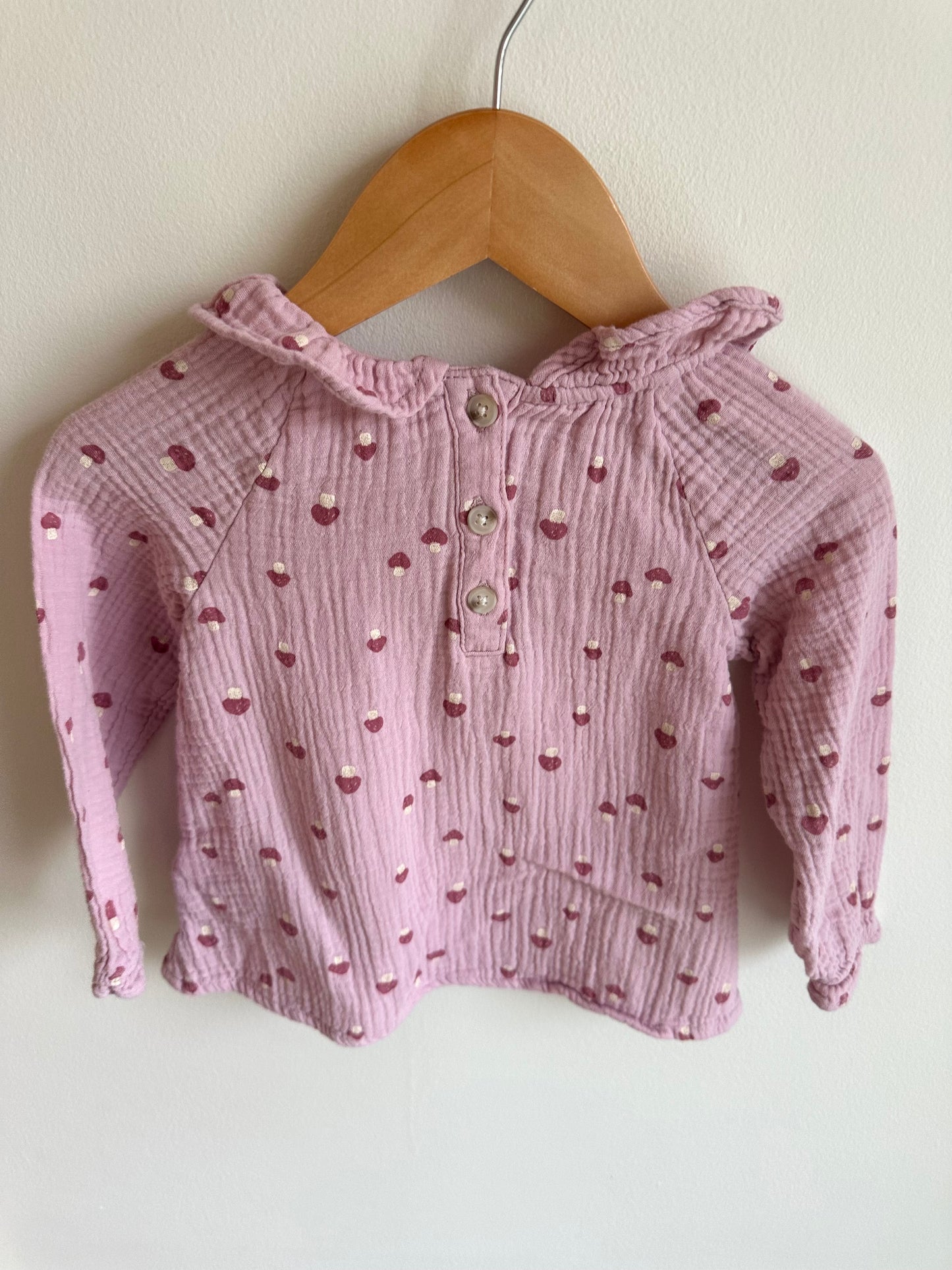Mushroom Pink Ruffle Top / 12-18m