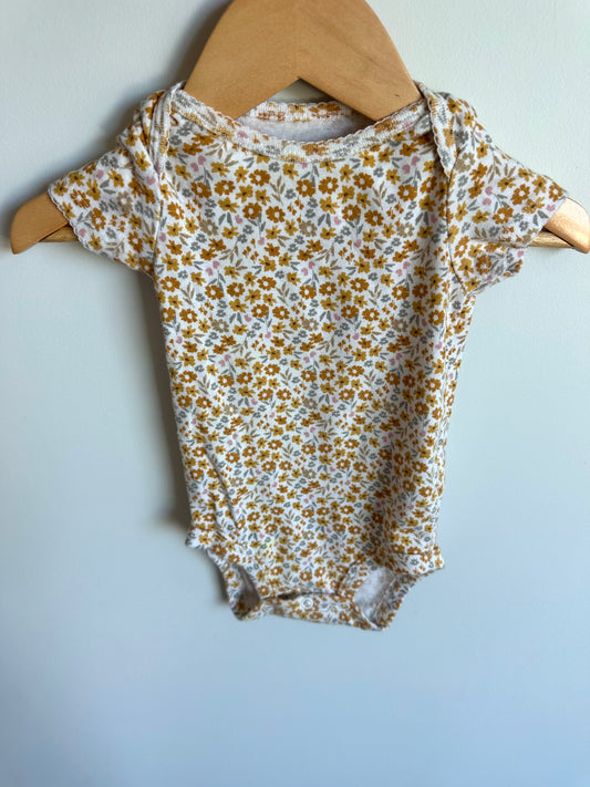 Yellow Floral Bodysuit / 3-6m