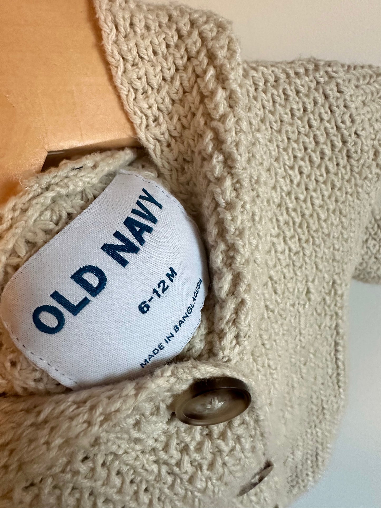 Cream Button Hoodie / 6-12m