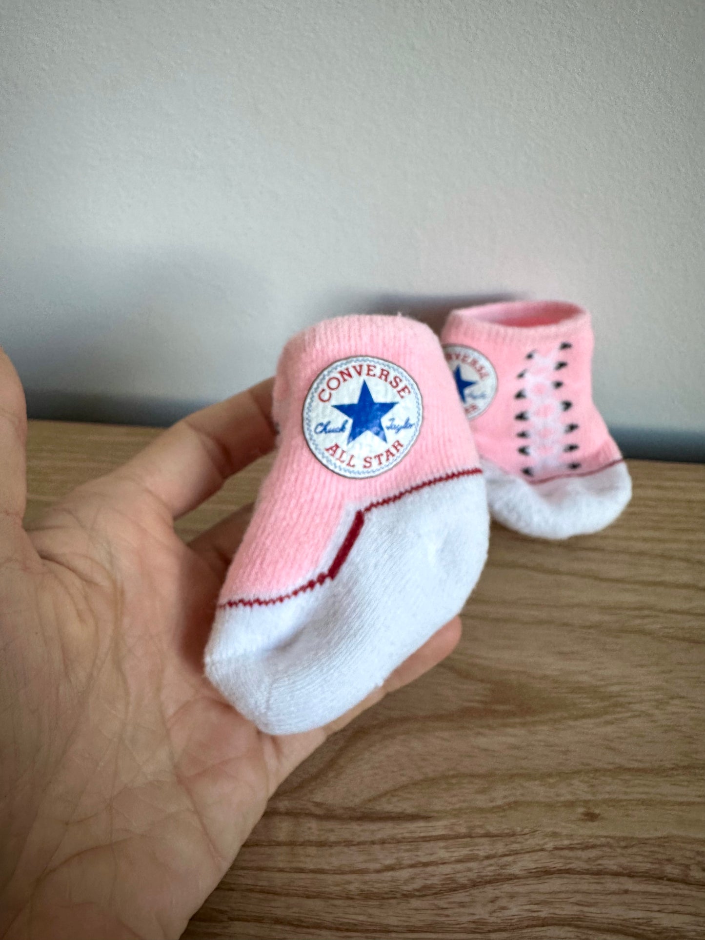 Converse, White + Pink Socks / 0-6m