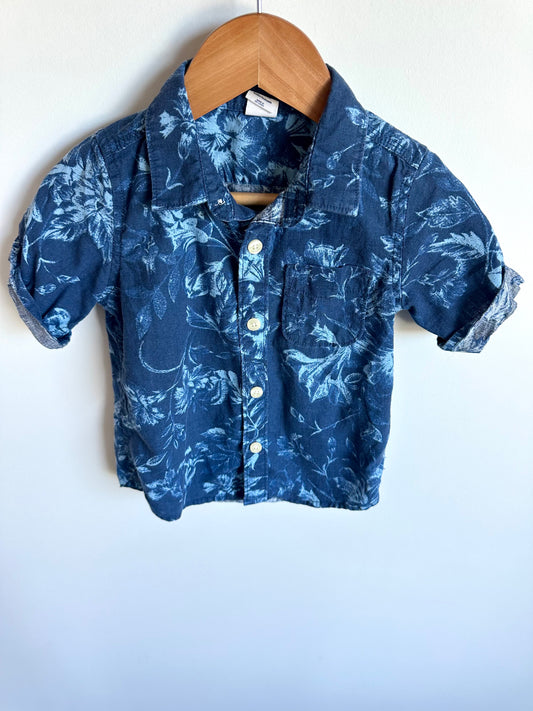 Gap Blue Floral Dress Shirt / 18-24m